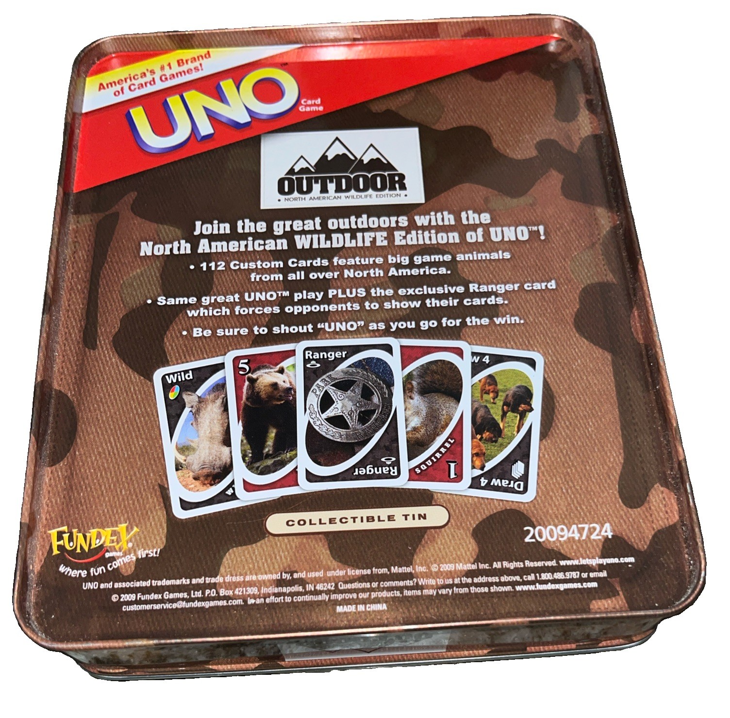 UNO Outdoor Collector’s Edition Card Game in Tin NOB 2+ Players