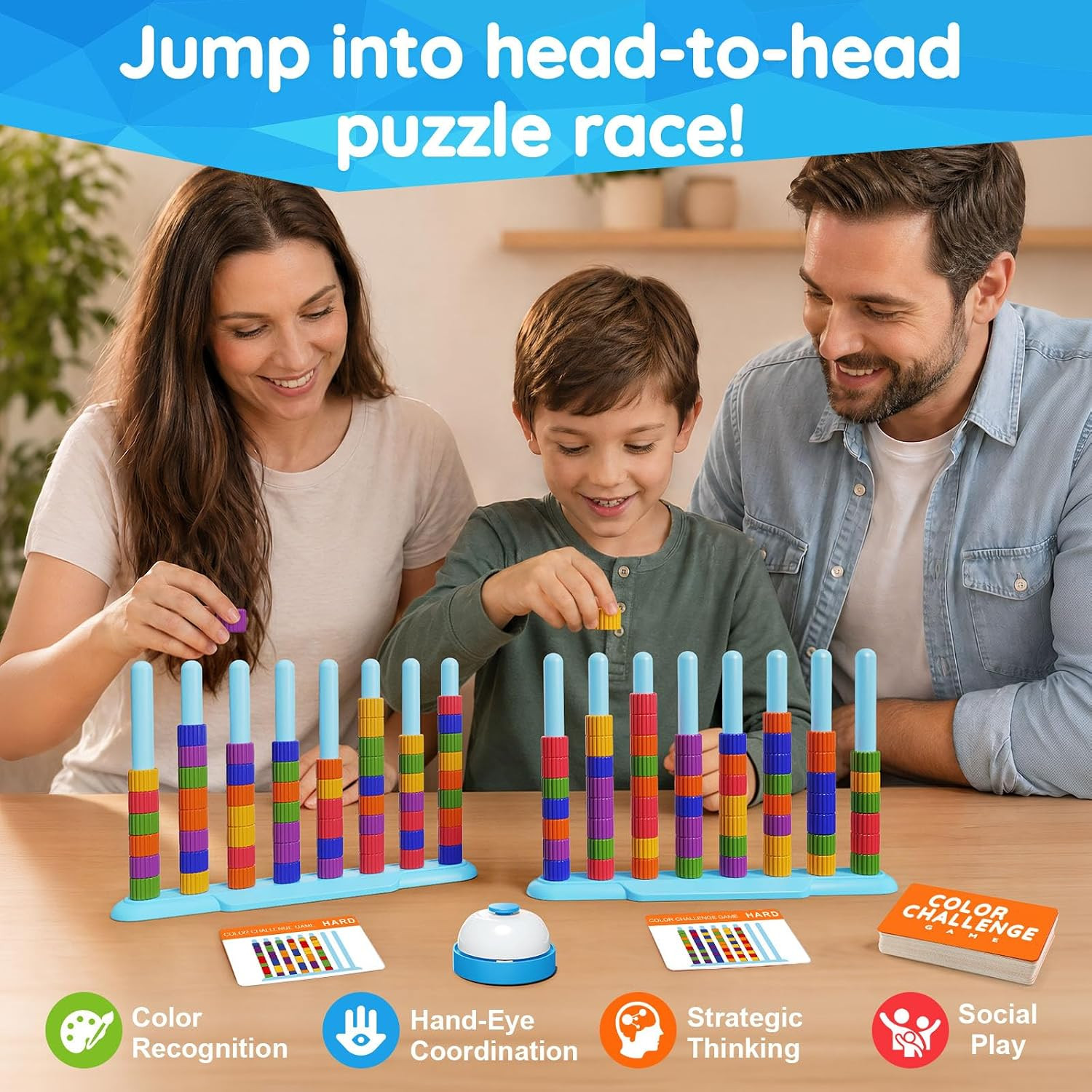 2 Pack Color Challenge Game – 2 Players Color Matching Puzzle Game, Fun Board Ga
