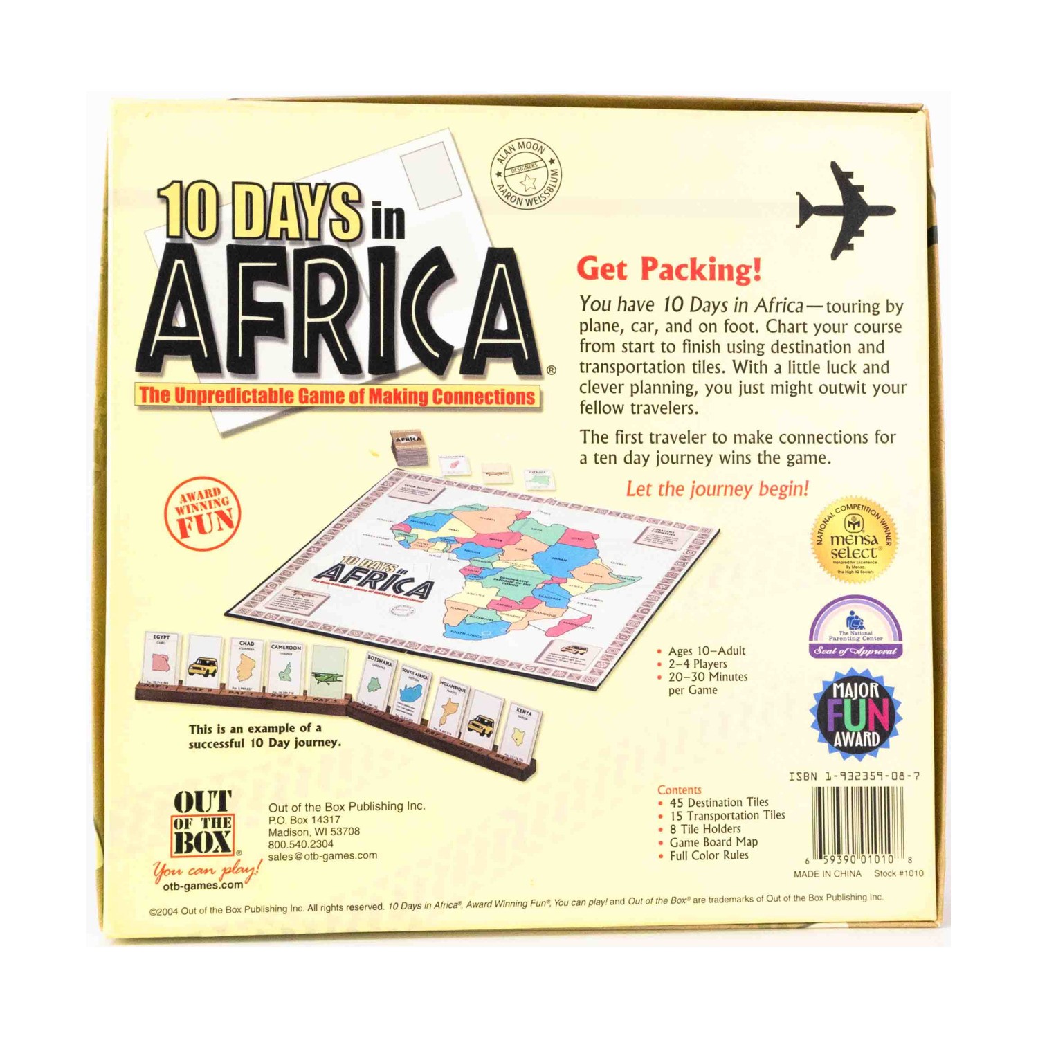Out of the Box Boardgame 10 Days in Africa (2nd Ed) Box VG+/NM