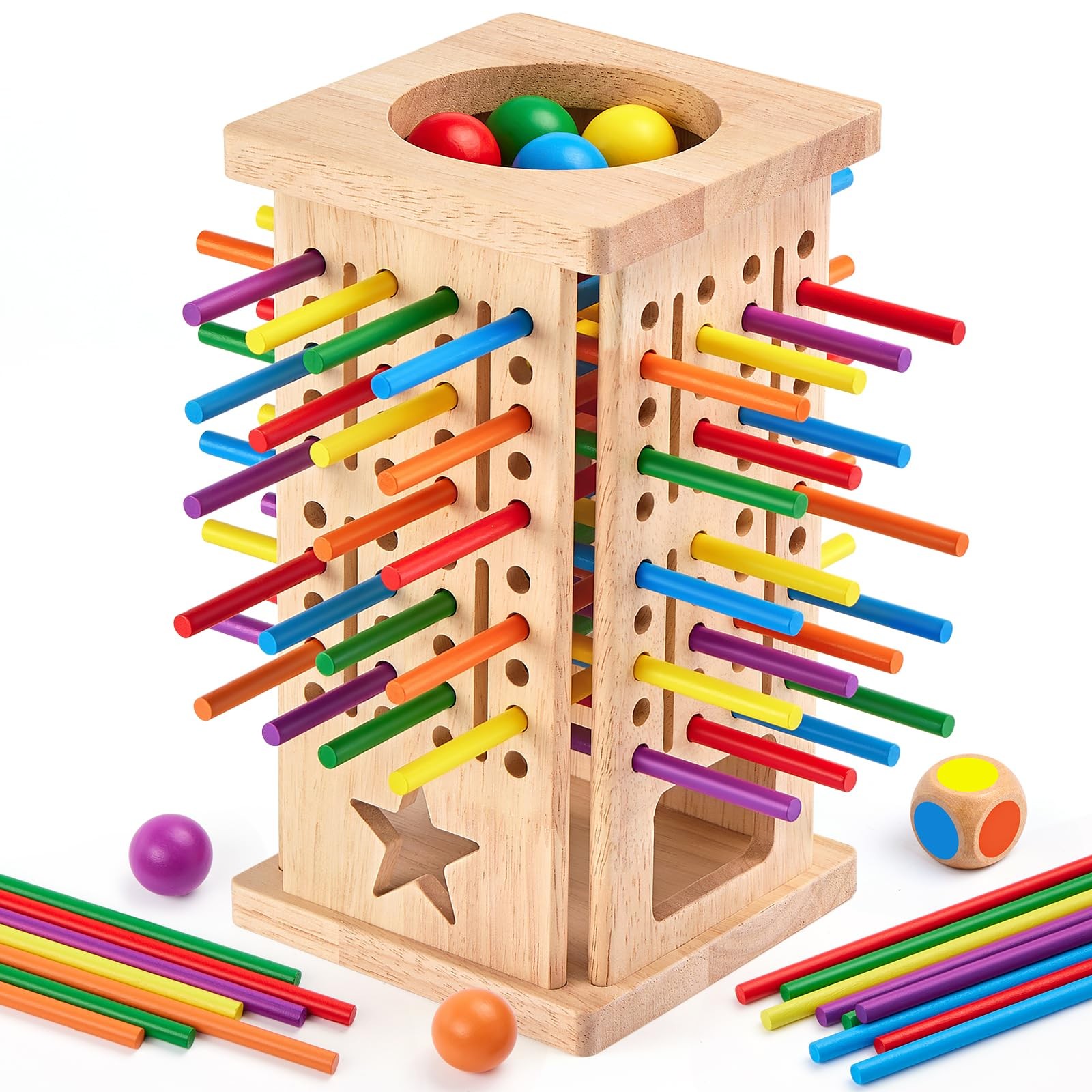 Montessori Wooden Board Games, 42 Colorful Sticks Math Learning Toys for 3 4 …