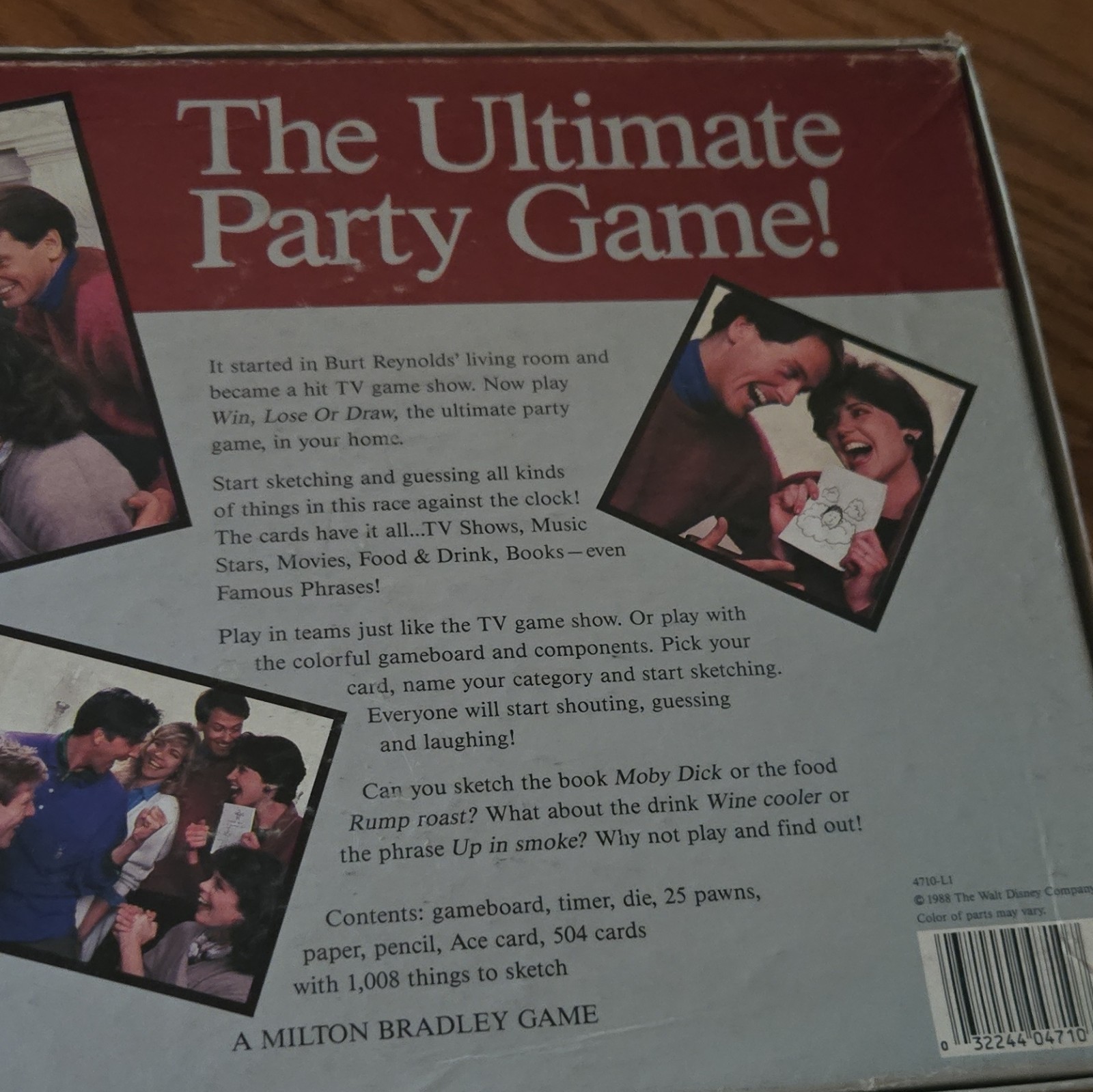 Milton Bradley Win, Lose or Draw Party Charades Game w/ Timer 3+ Players 1988