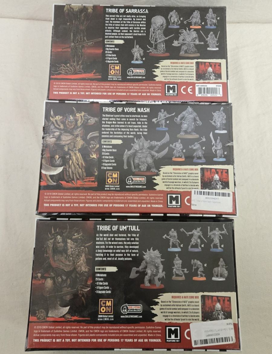Hate Board Game + Expansion and 3 Warbands – New – CMoN – Adrian Smith