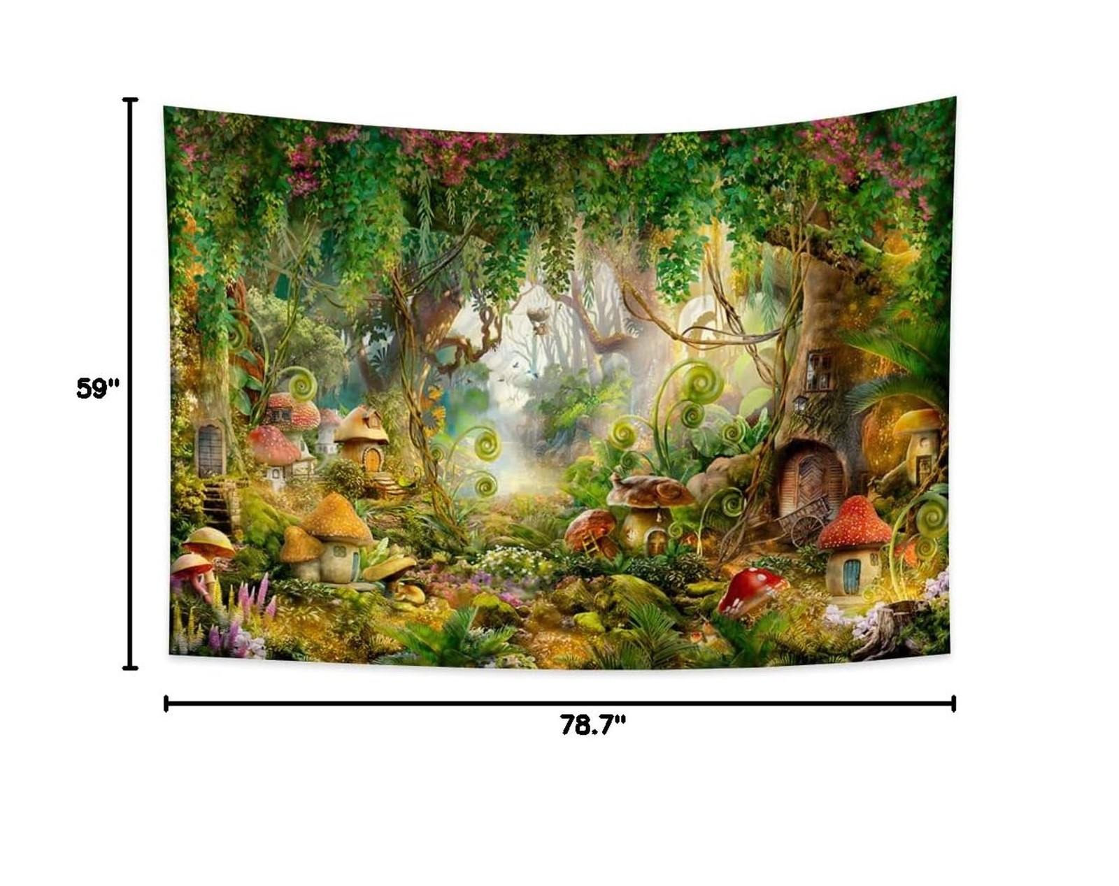 Fantasy Forest Tapestry Enchanted Mushroom Magical Tapestry Fairytale Wonderl…