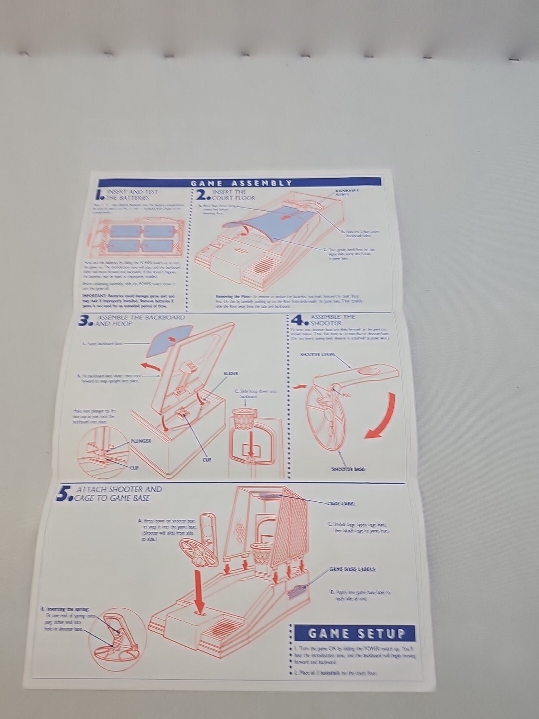 Vintage 1990 Milton Bradley 4154 Electric Hot Shot Basketball Instructions Only