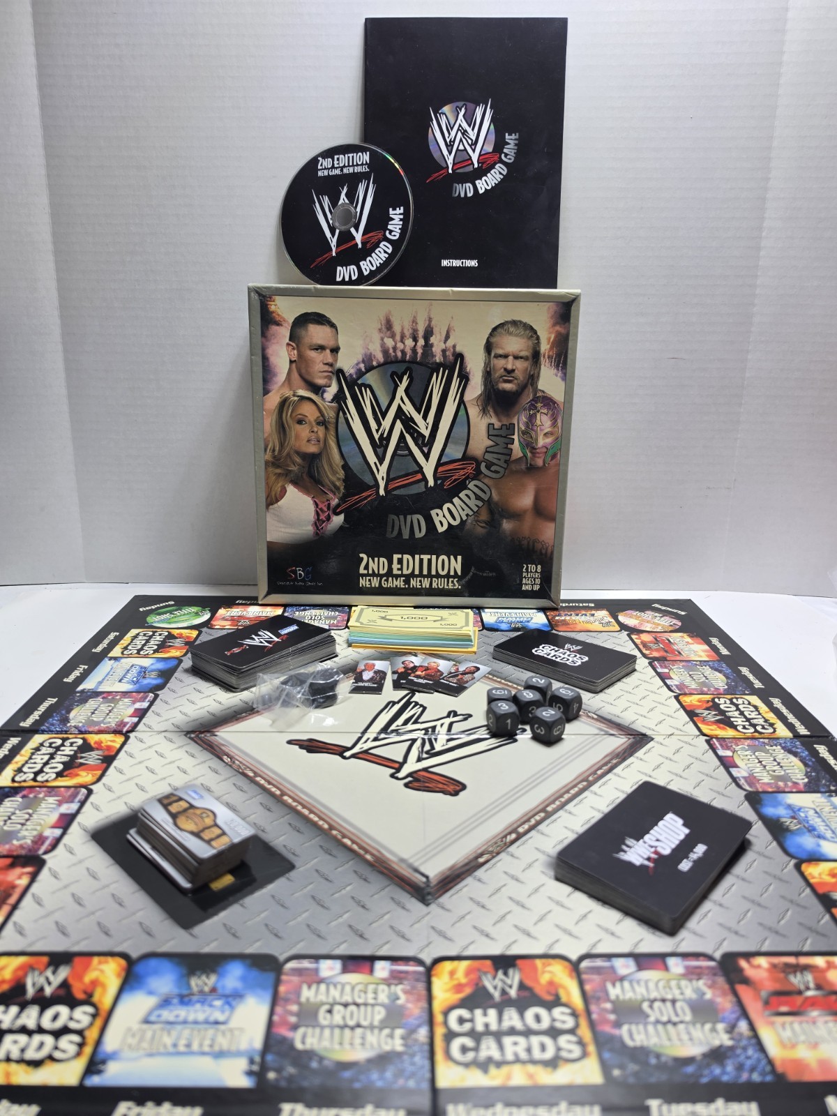 WWE DVD Board Game 2nd Edition Wrestling Raw Smackdown w/ Cards 2006 Complete