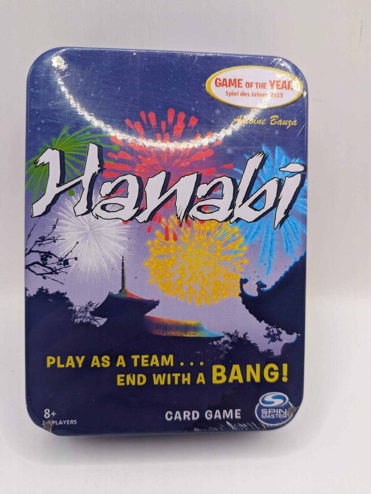 Hanabi Strategy Card Game Travel Tin Case Spin Master COMPLETE! USED!