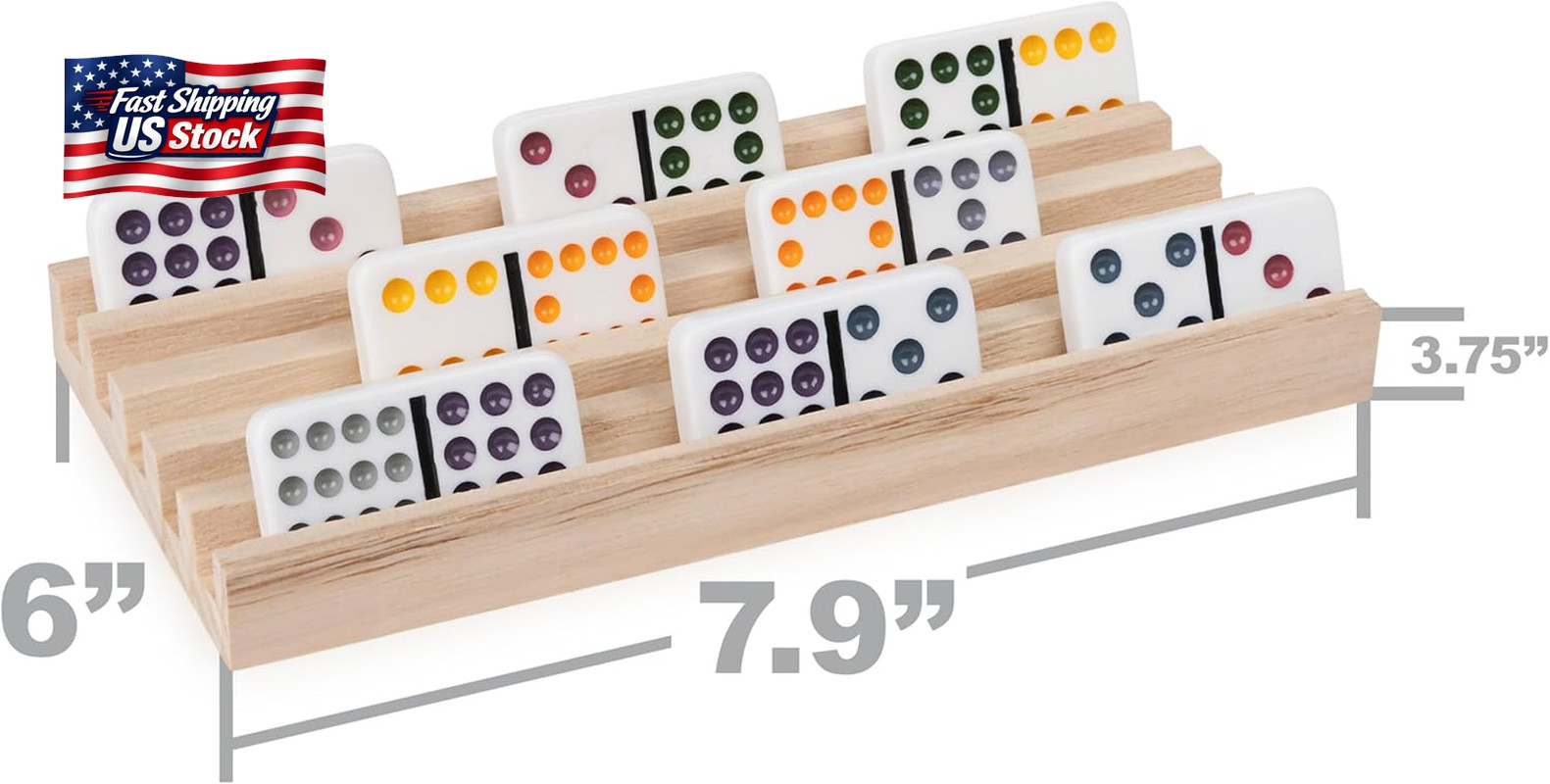 Spin Master Games, Wooden Domino Racks, Set of 4 Trays for Mexican Train Dominoe