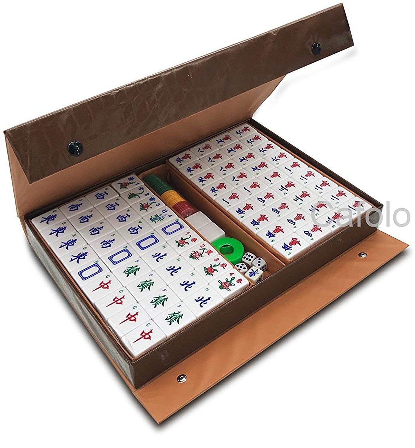 Chinese Mahjong X-Large 144 Numbered Acrylic Tiles 1.5″ Large Gold Sparkle Ti…