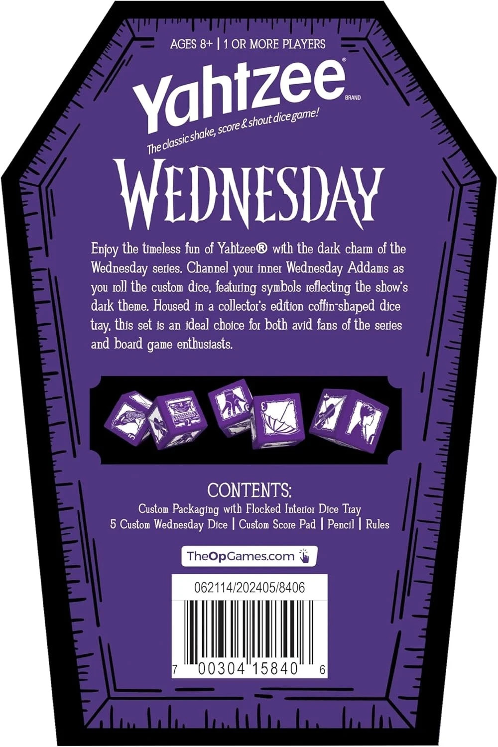 Yahtzee: Wednesday Addams Edition – New Sealed Board Game Family Fun Night