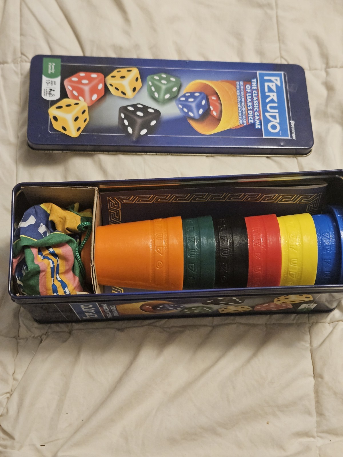 Pressman Perudo Liar’s Dice Strategy Game Tin Set, Travel Size, Ages 10+ as is