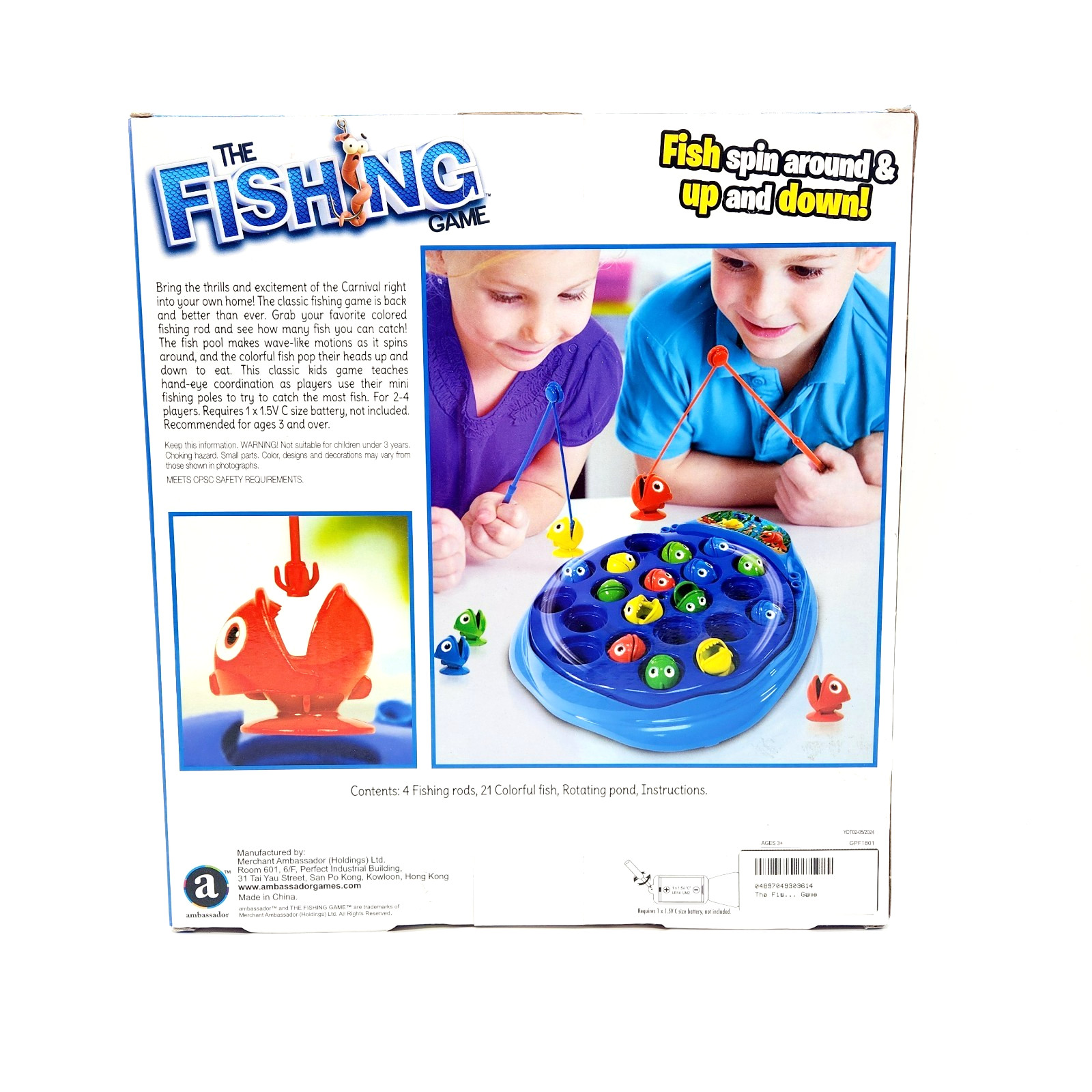 Classic Fishing Game for Kids – 2-4 Players Motorized Arcade Toy Ages 3+