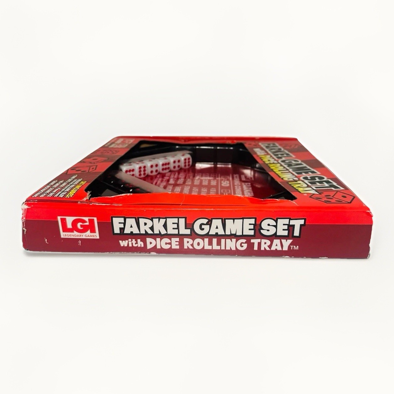 2006 Farkel Game Set with Deluxe Dice Rolling Tray, Built-in Dice-Collection NIB
