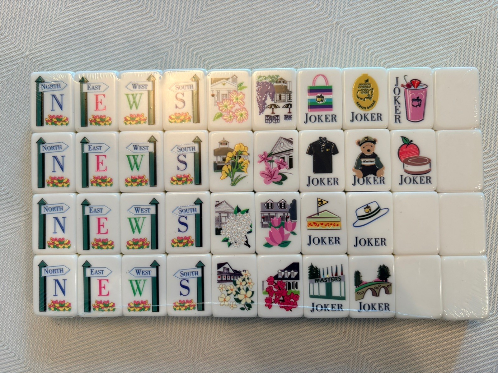 Mahjong GOLF Club New 160 Tiles, Mat, Dice, Dice Bag, Mat Bag. RARE Set Masters