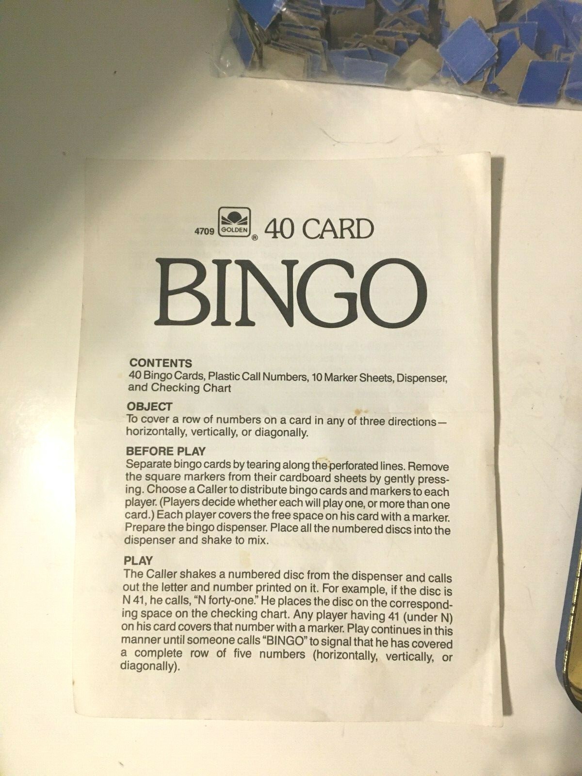 Vantage Bingo machine cards Collectors Edition 1999 game in a Tin CARDINAL box