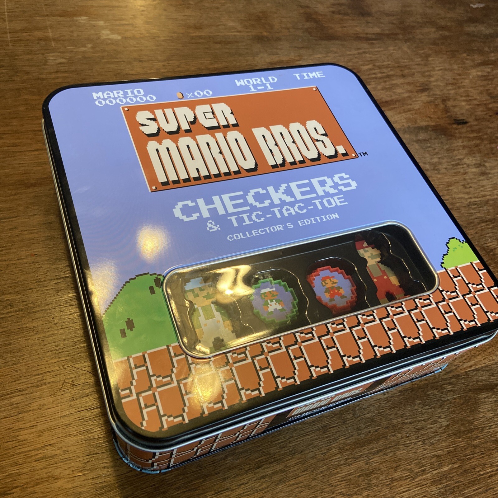 Super Mario Bros Checkers TicTacToe Collector’s Edition Tin 2016 Factory Sealed
