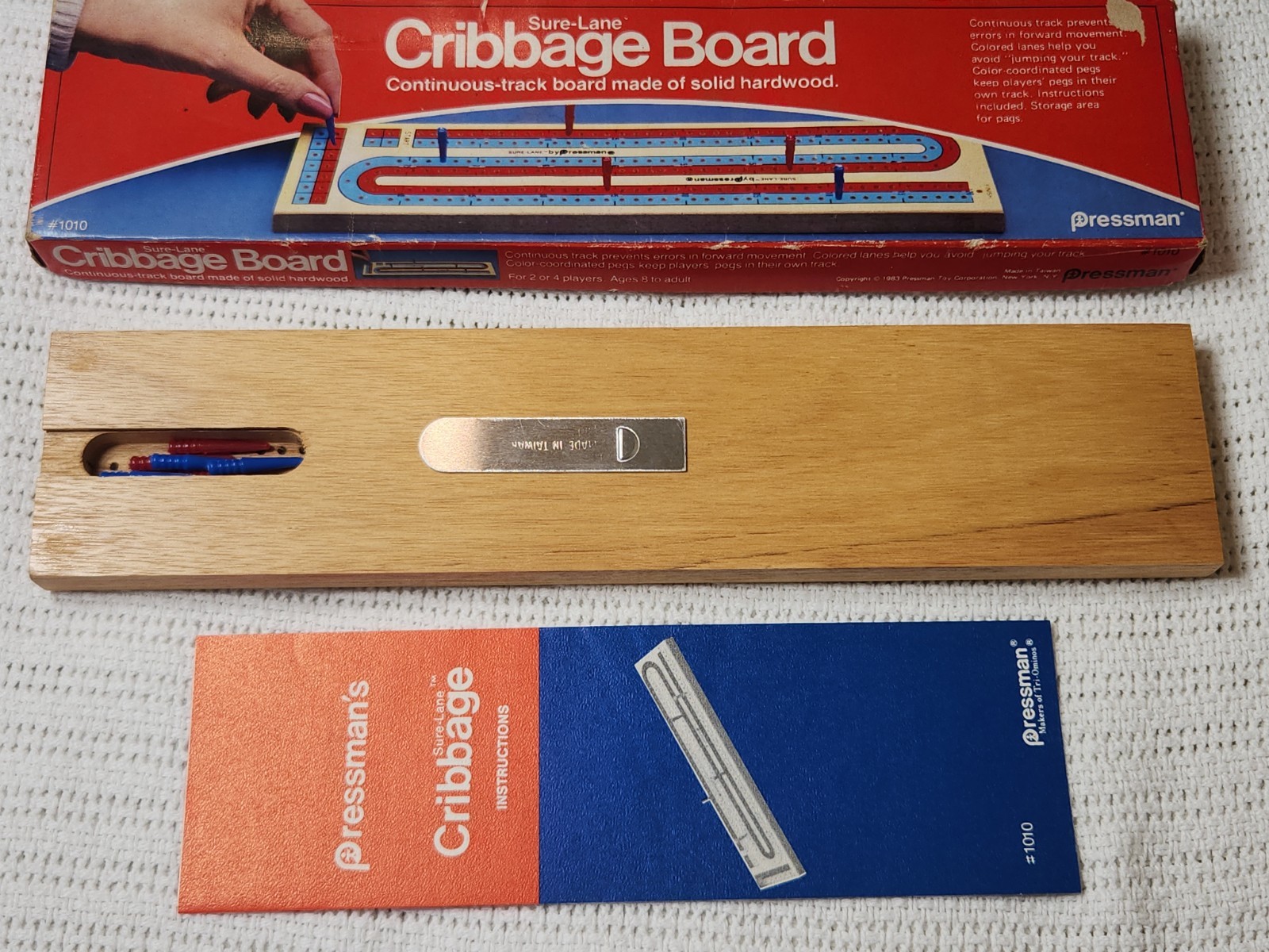Vintage Pressman #1010 Sure-Lane Continuous Track Cribbage Board Game 1983