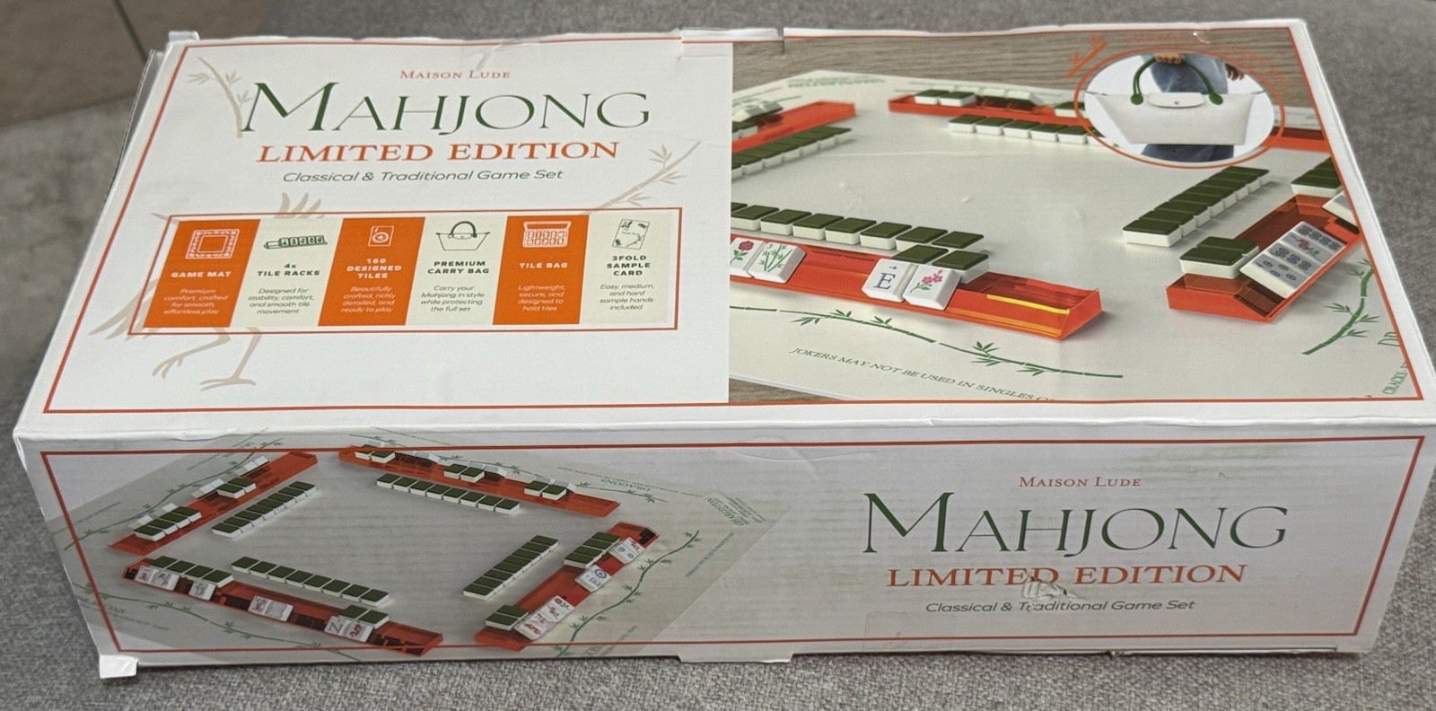 Maison Lude Mahjong Limited Edition 160 Tile Set Premium Mat, Leather Bag SEALED