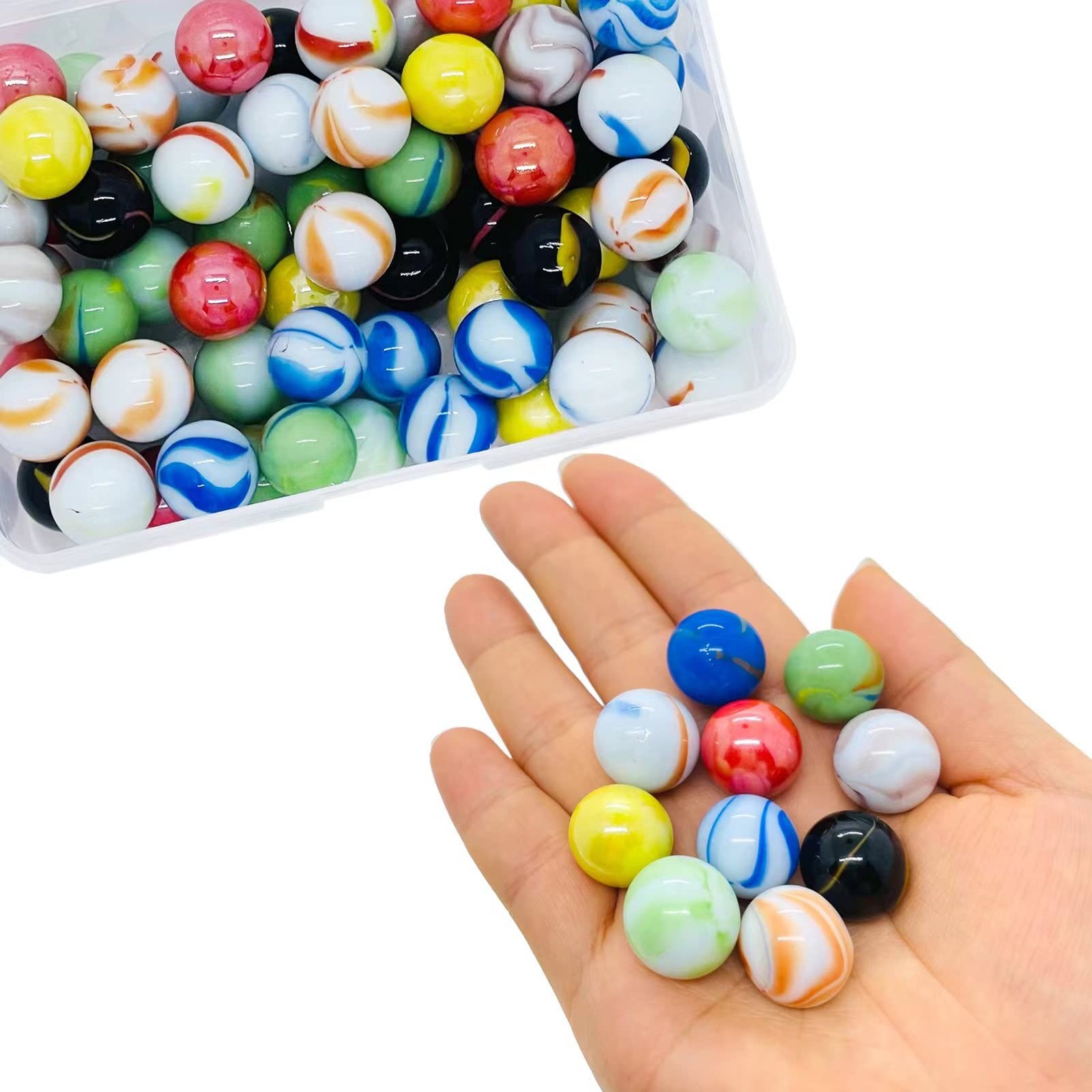 SAIBURAZ 100 Pieces Colorful Glass Marbles Set for Marble Games, Medium
