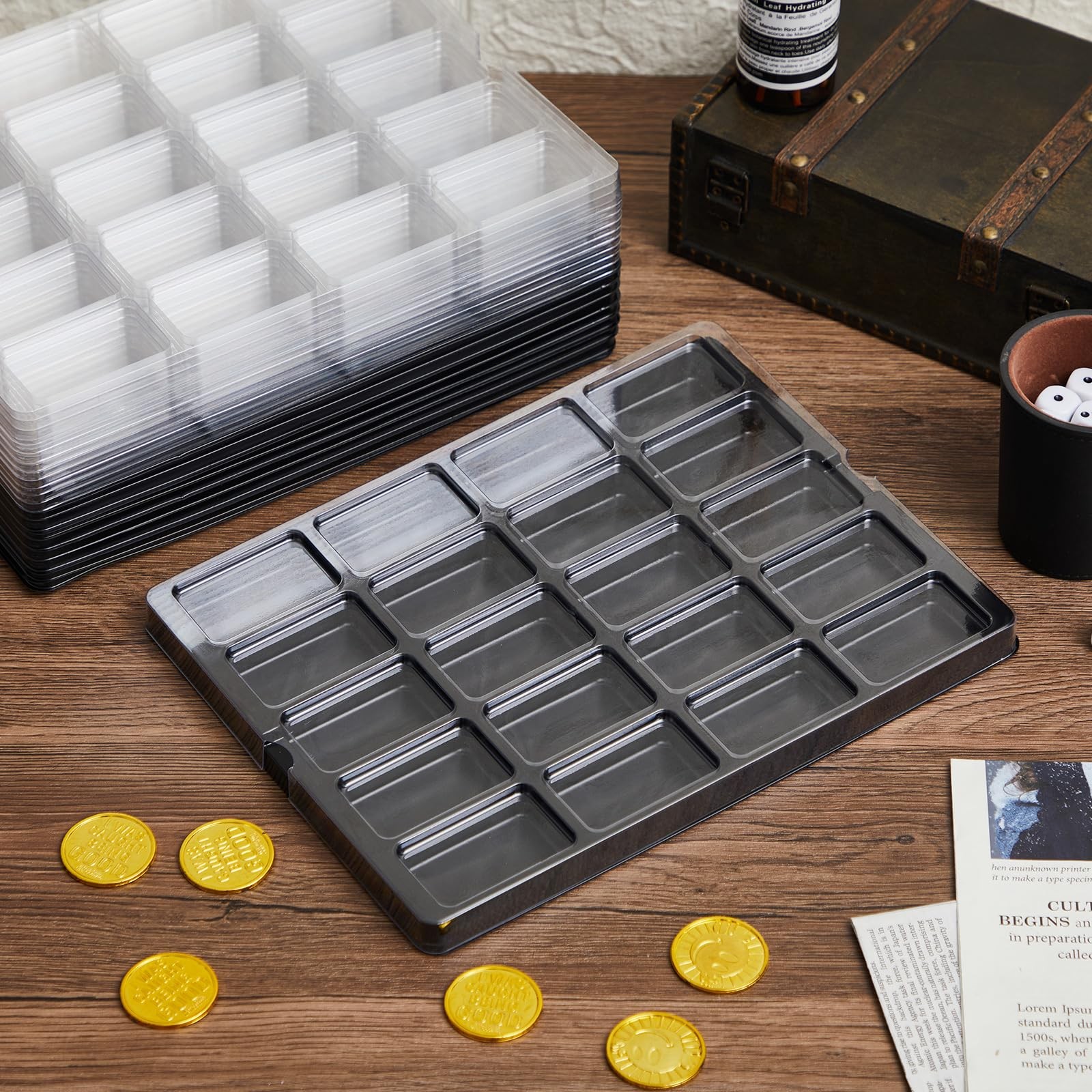 10 Pack Game Piece Counter Trays with Clear Lids Game Board Card Sorting Tray…