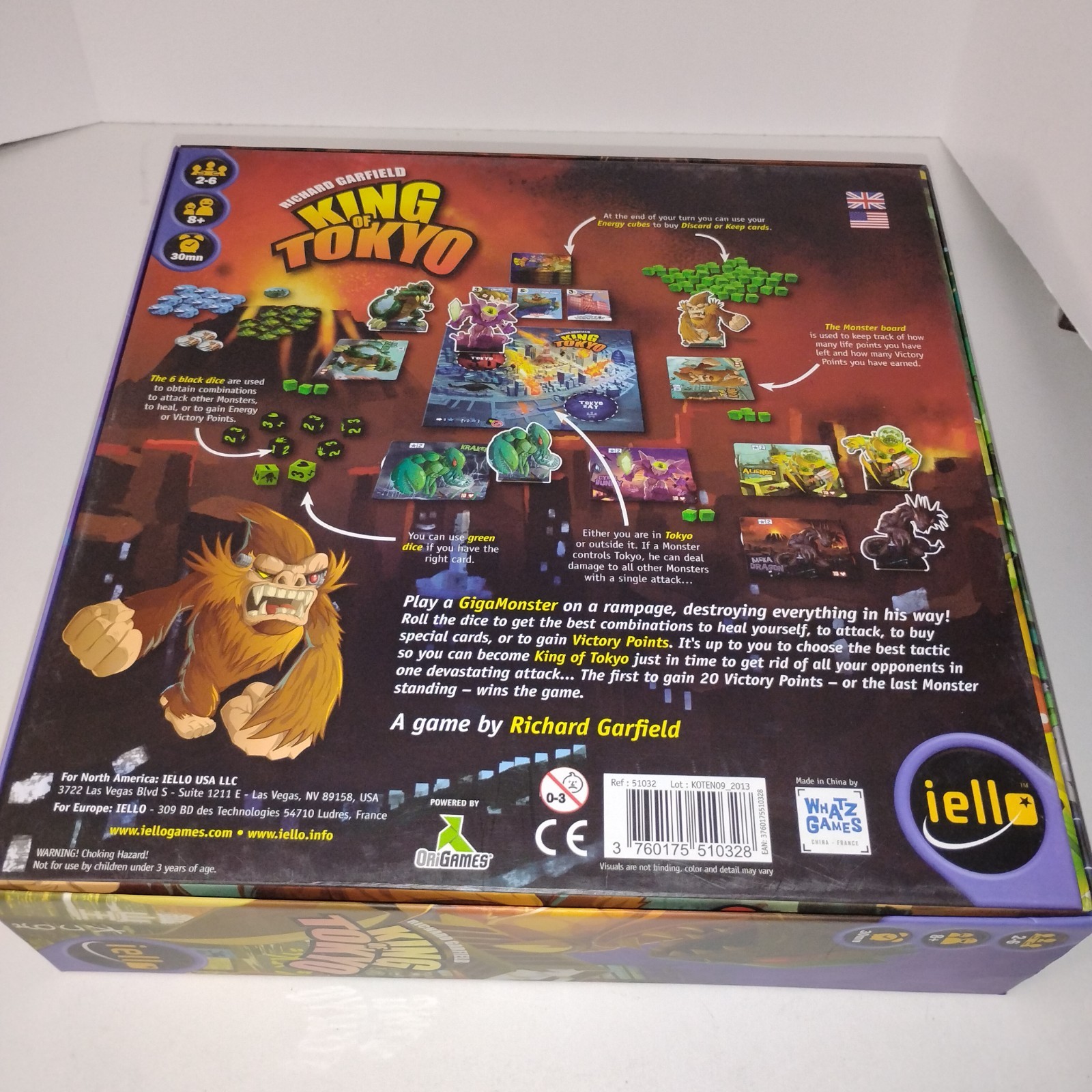 King of Tokyo Board Game IELLO Richard Garfield 2014 COMPLETE Open Box