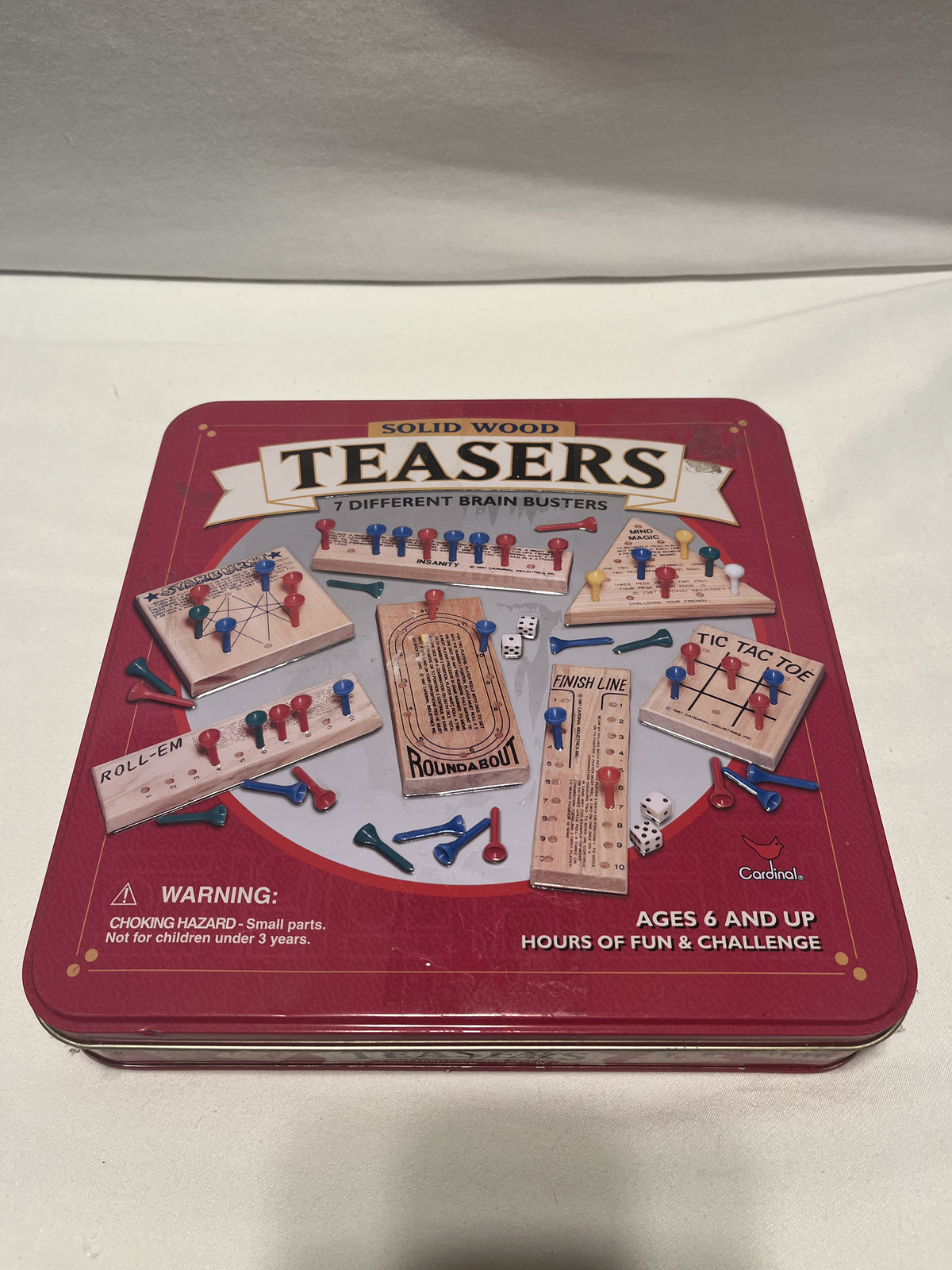 Classics Games Solid Wood Brain Teasers 7 Different Game Set Cardinal