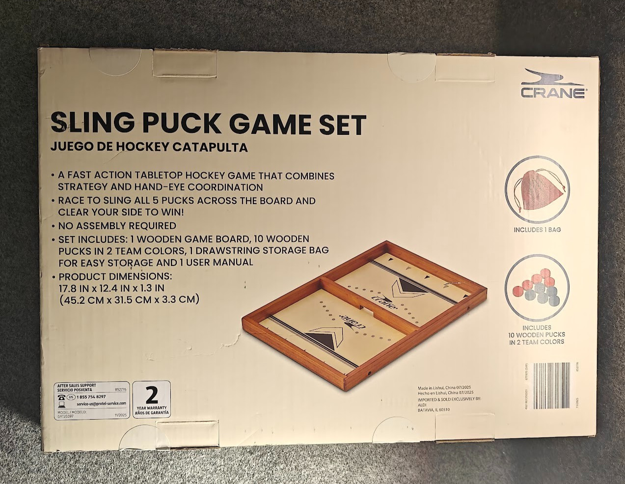 Crane Sling Puck Game Set Fast Action Tabletop Hockey NEW
