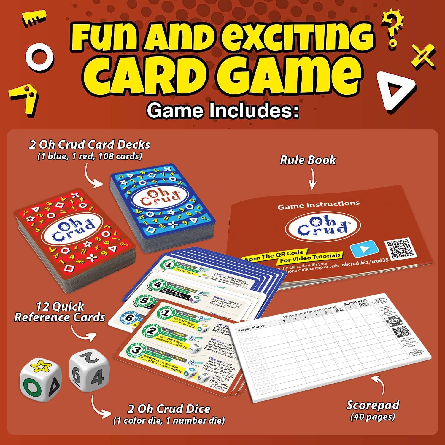Oh Crud Deluxe Edition: A Trick-Taking Card & Dice Game for Adults & Families…