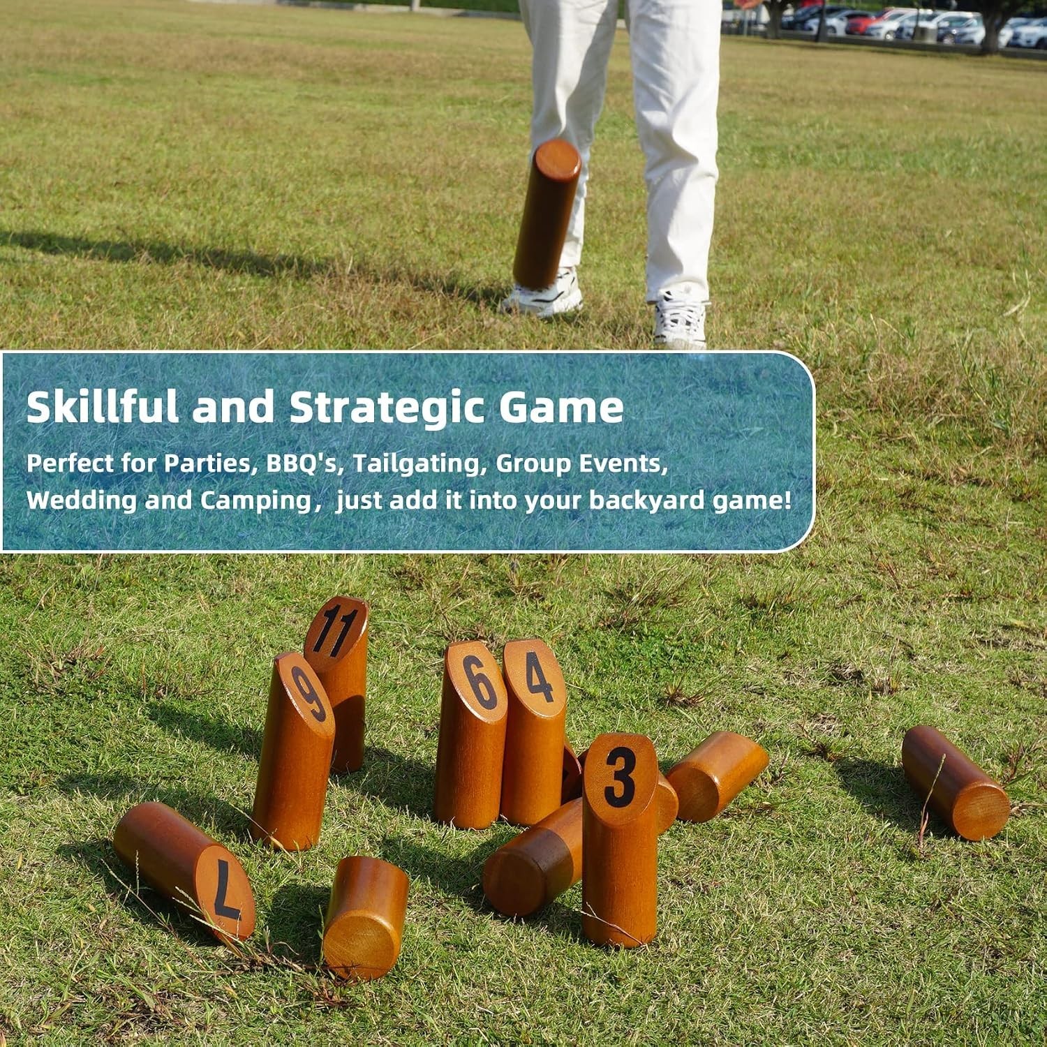 Wooden Tossing Game Set with Scoreboard & Case for Adults Teens Outdoor