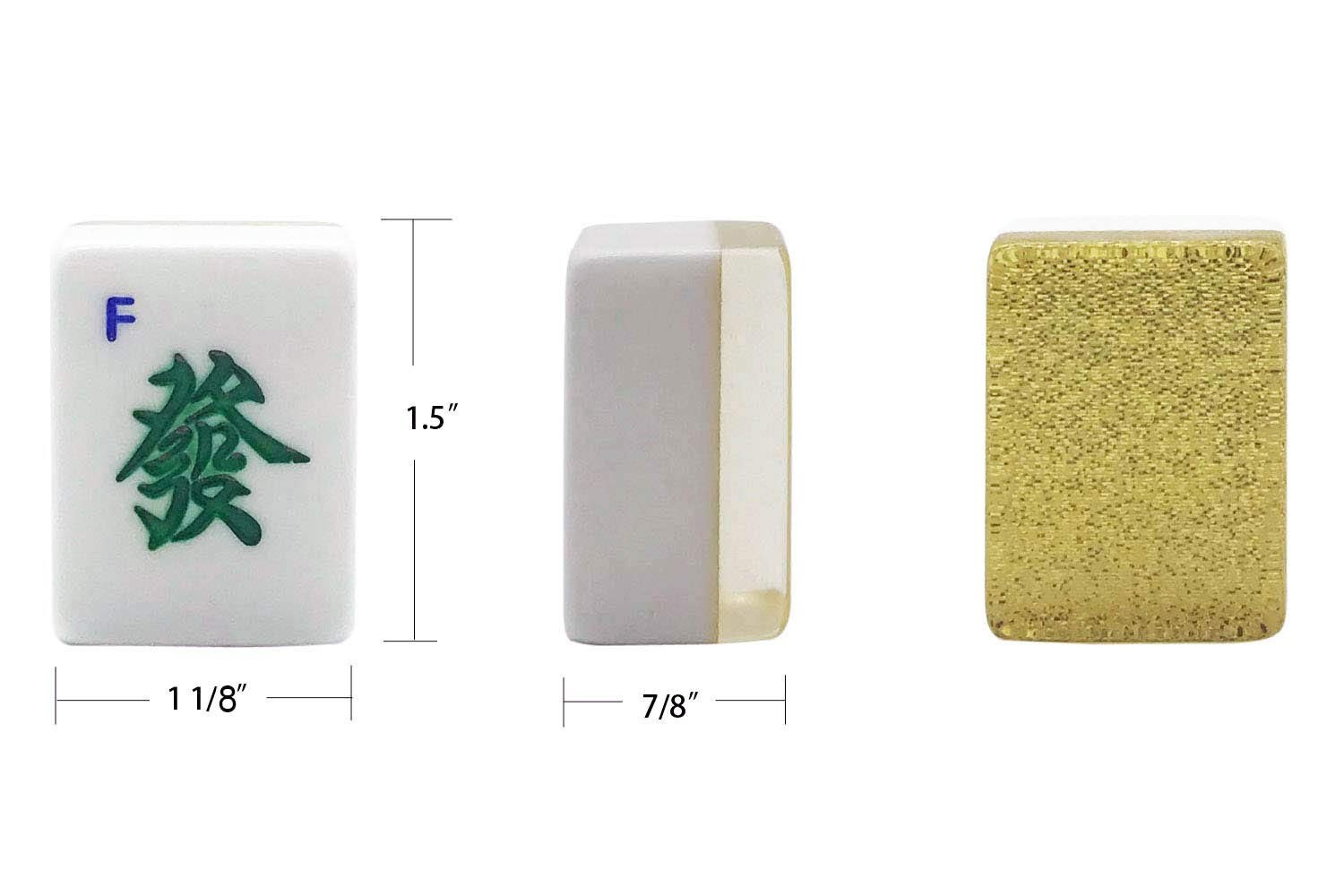 Chinese Mahjong X-Large 144 Numbered Acrylic Tiles 1.5″ Large Gold Sparkle Ti…