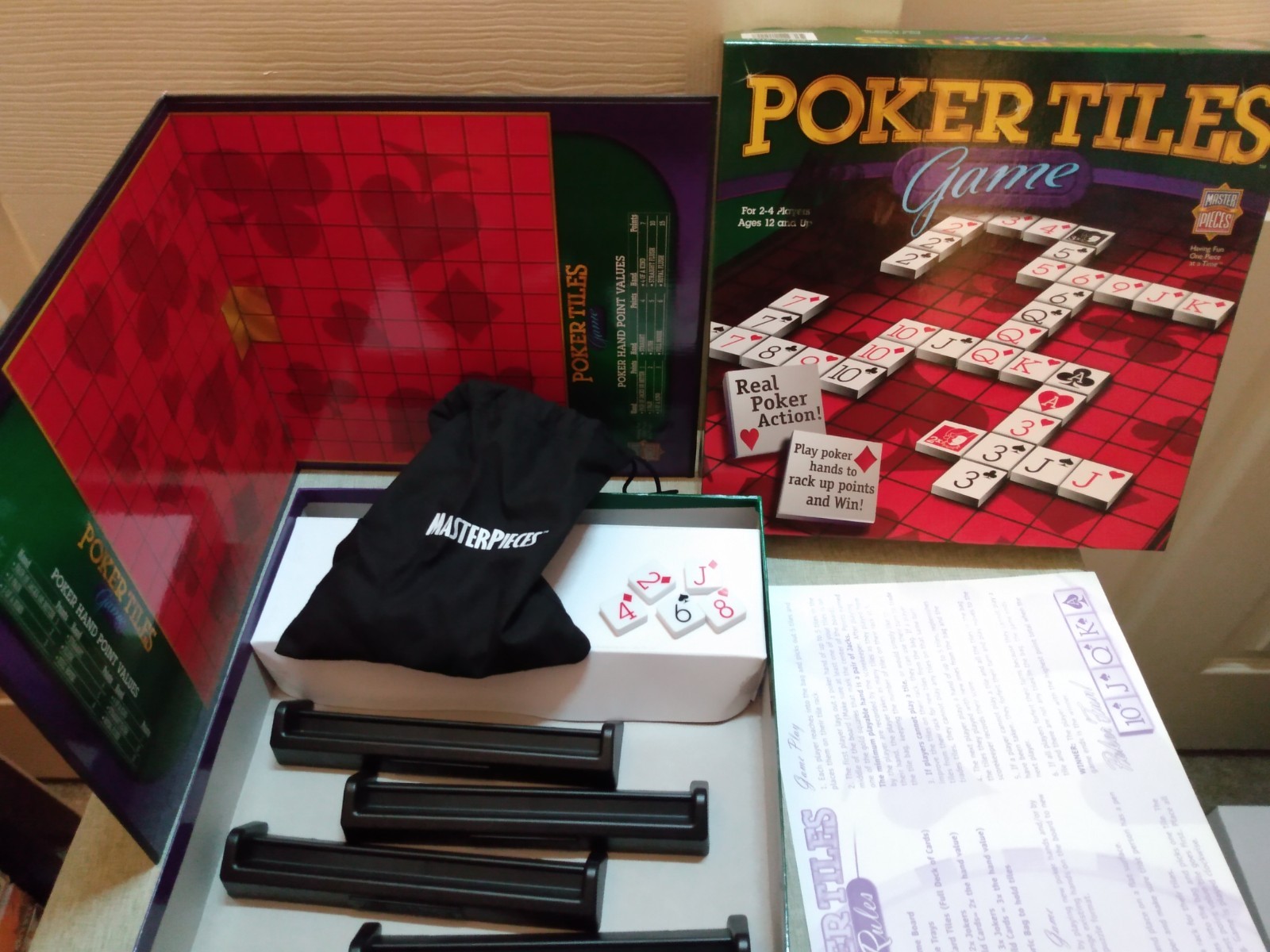MasterPieces 2005 Poker Tiles Board Game – 100% Fully Complete – See Pics
