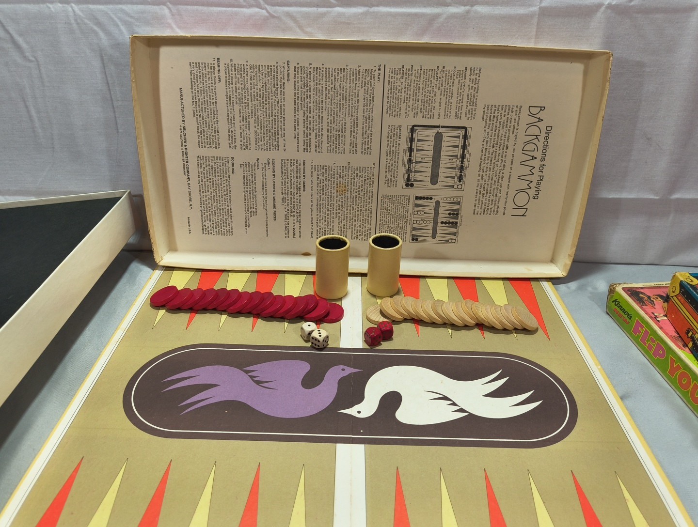 Vintage Lot (3) Board Games Backgammon(Cmplt) Flip Your Top(Cmplt) Lotto See Pic