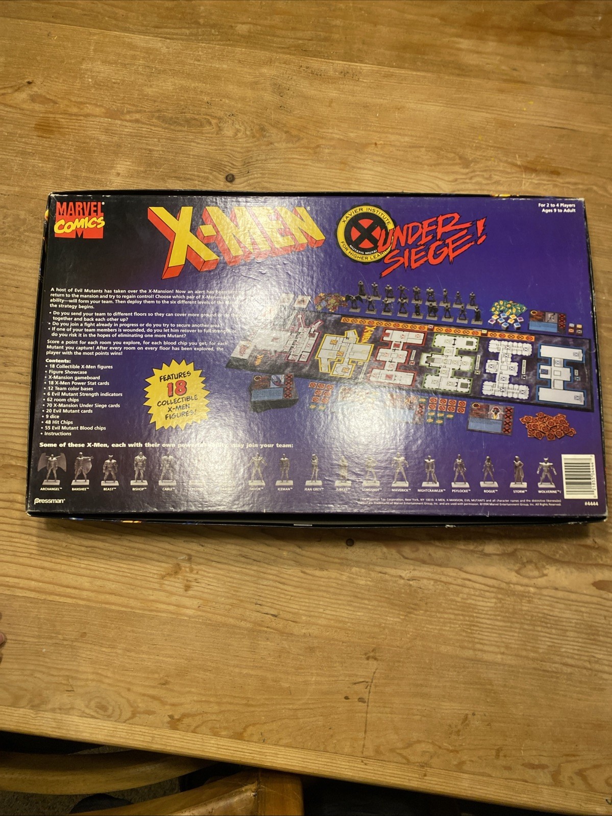 Vintage 1994 X-Men Under Siege Board Game COMPLETE Pressman Marvel w/ 18 Figures