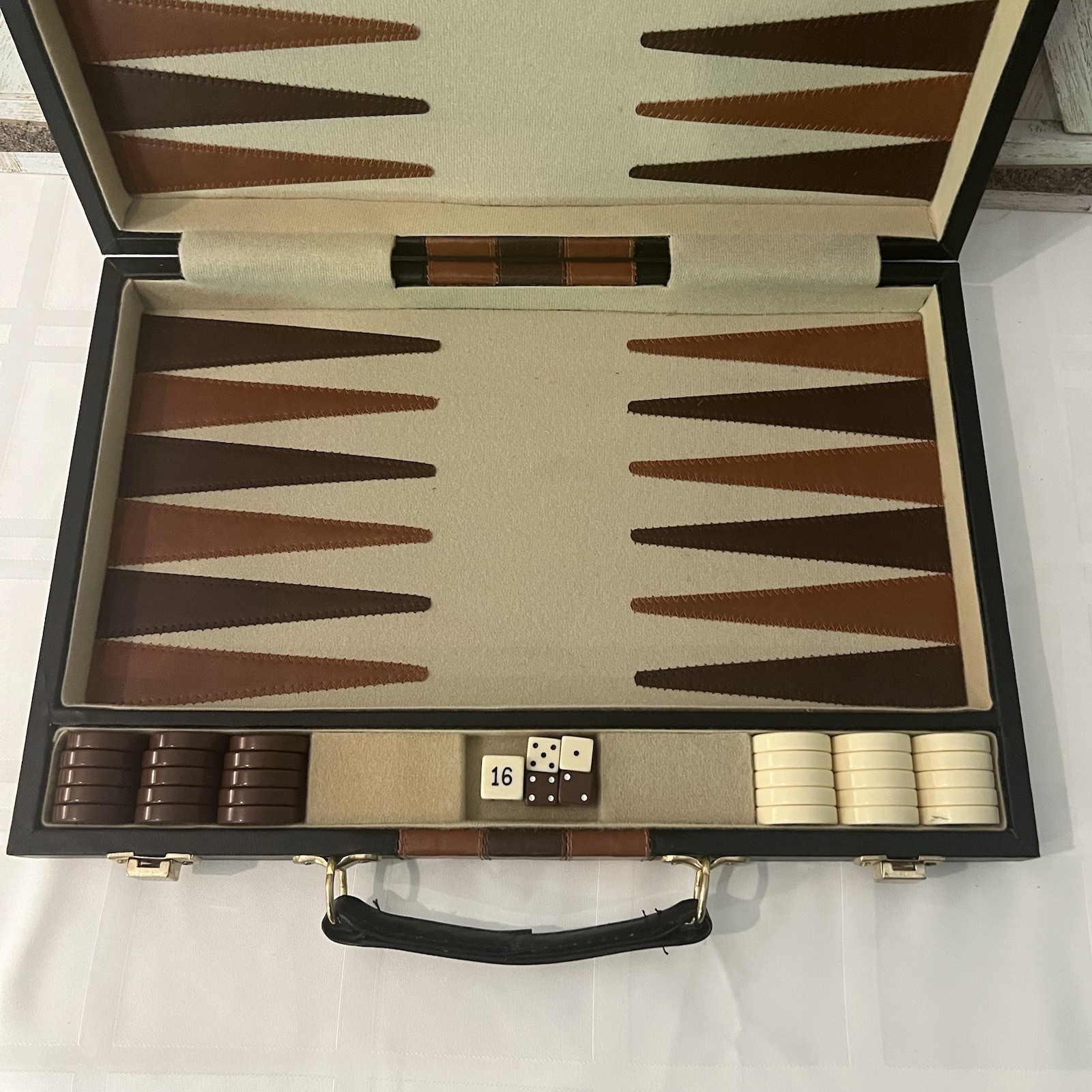 Vintage Reiss Backgammon Travel Game Set Attache Case Complete