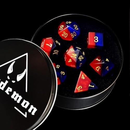 Gemstone DND Dice Set Natural Blue&Red Opal Dice Set 7Pieces D&D Dice Used in Du