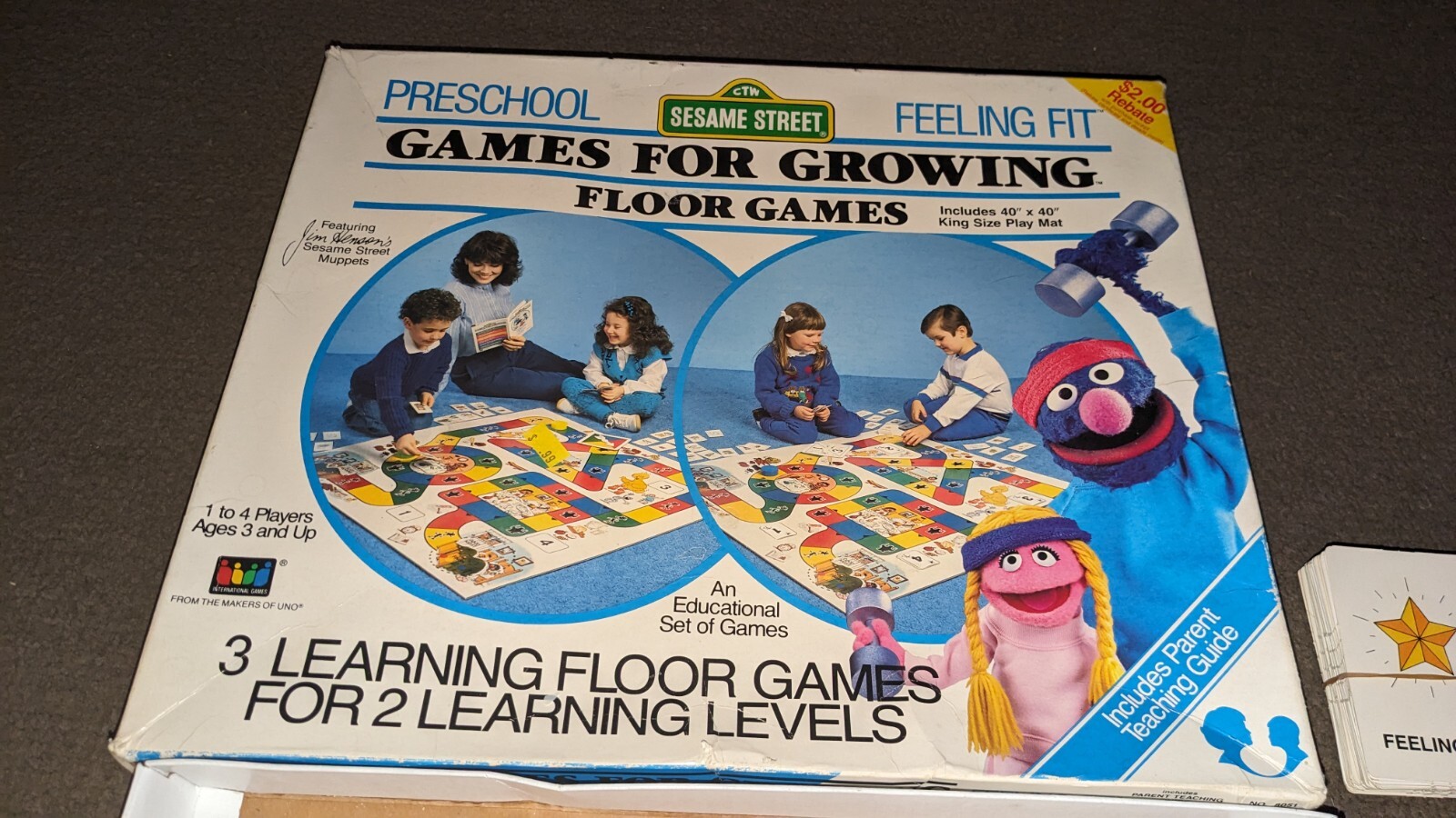 VTG 1987 Sesame Street Preschool Floor Games for Growing FEELING FIT. Complete.