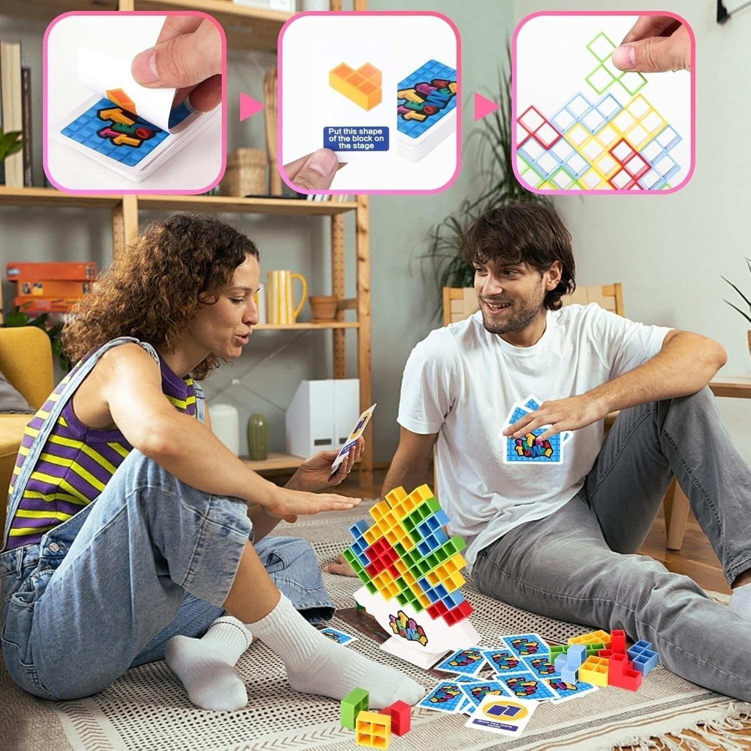 HOMELAM 48 PCS Tetra Tower Stacking Game – Educational Balance Toy for Kids