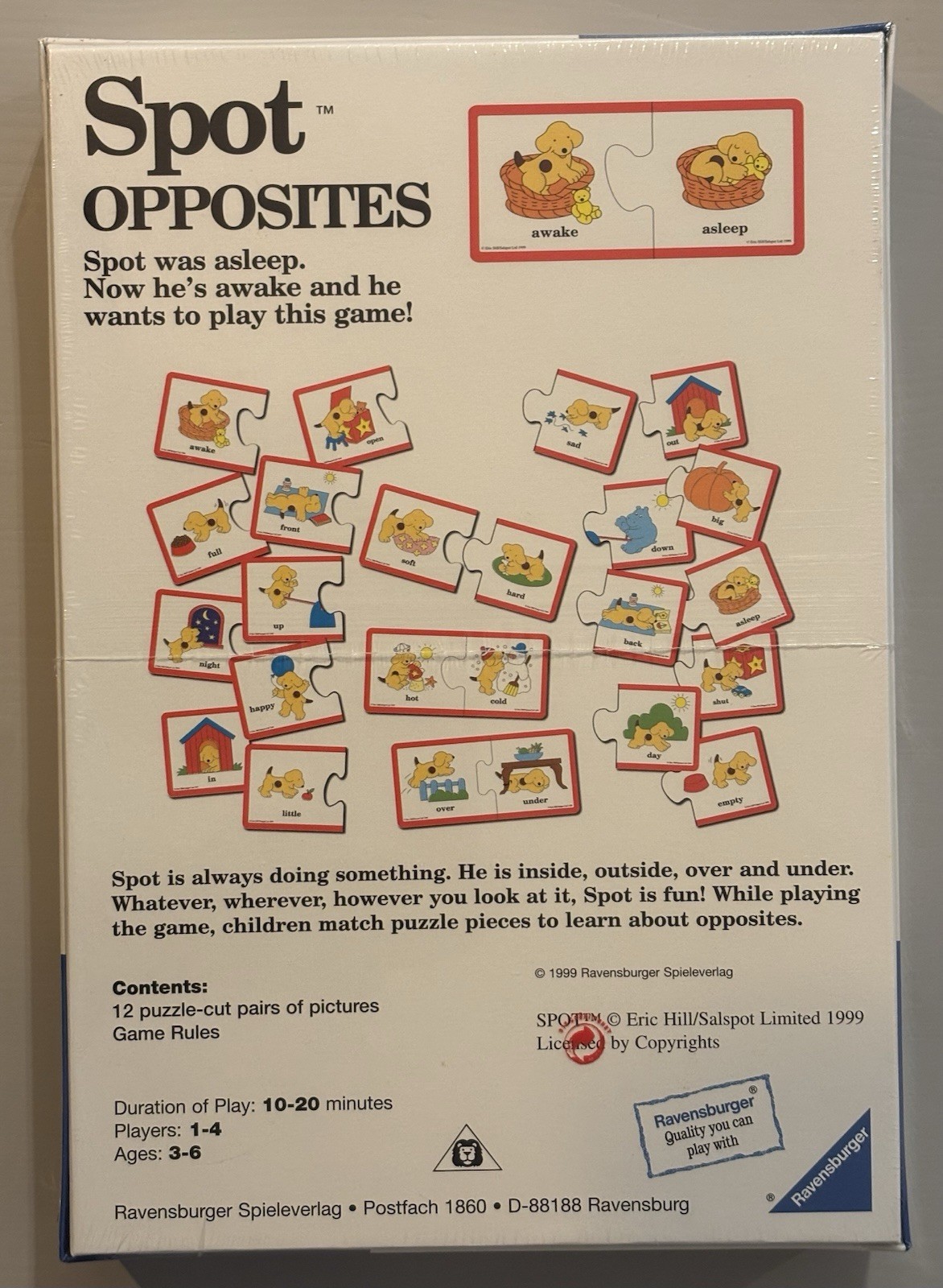 Spot Opposites Ravensburger Young Reader’s Series Game Sealed 1999 Ages 3-6