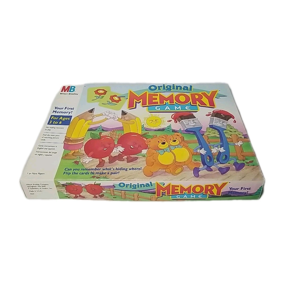 COMPLETE – 1990 Milton Bradley ORIGINAL MEMORY GAME 3-6 Years Memory Match