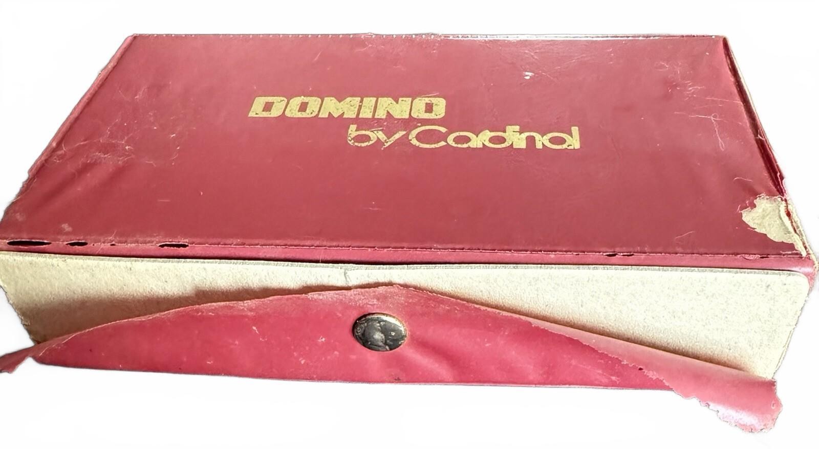 Vintage Domino By Cardinal 55 Pieces | 3/8″ Thick 2 Sealed Packs Red Vinyl Case
