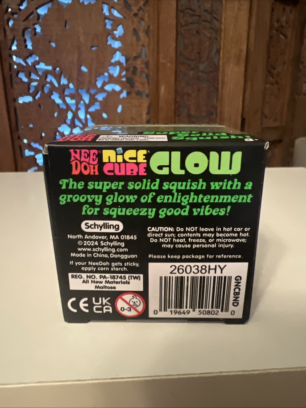 Nee Doh Schylling Needoh Nice Cube GLOW Authentic Toy GREEN New in Sealed Box