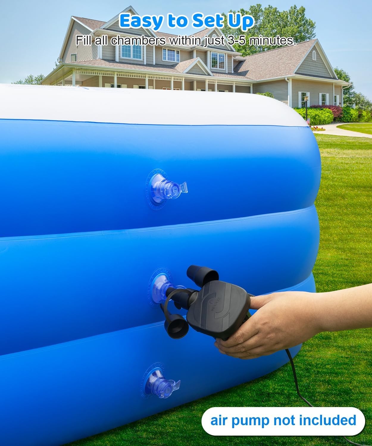 Inflatable Swimming Pool 145 X 74 22 Extra Large Portable Blue Oversized Blow