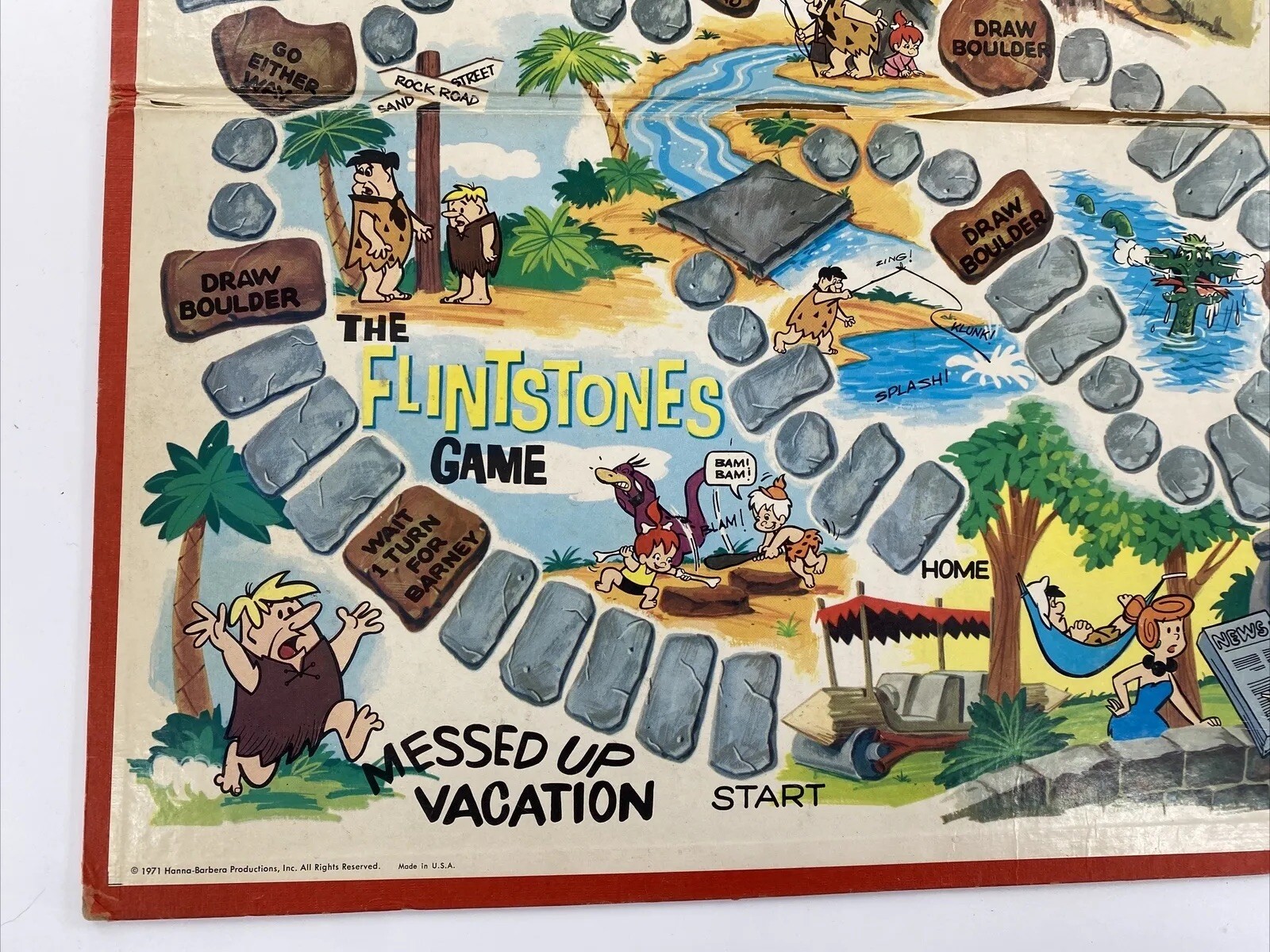Flintstones Board Game Milton Bradley 1971 Messed Up Vacation GAME BOARD ONLY
