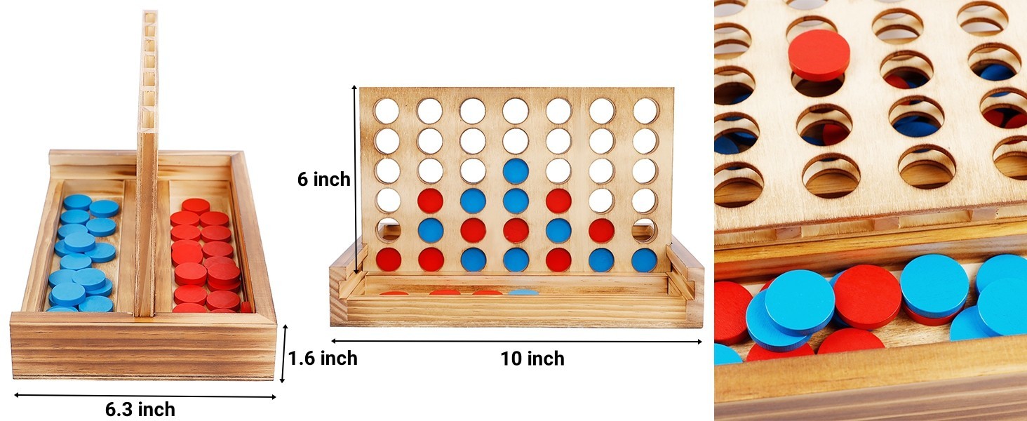 Glintoper Tic Tac Toe & 4 in a Row Tables Game Set, Classic Board Games