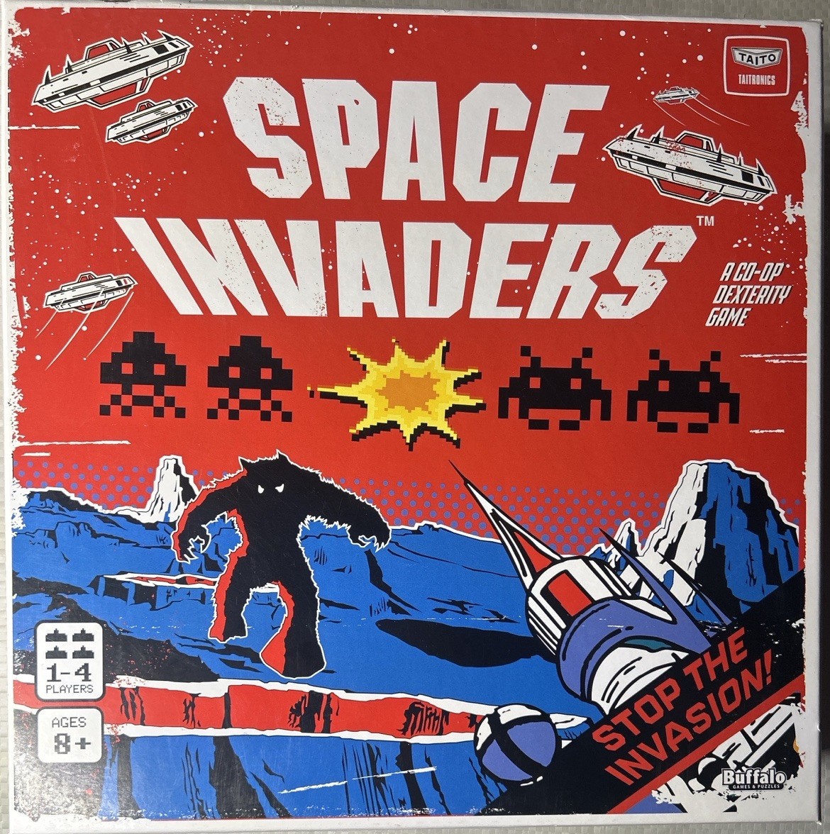 Space Invaders Cooperative Dexterity Board Game Buffalo Games Complete