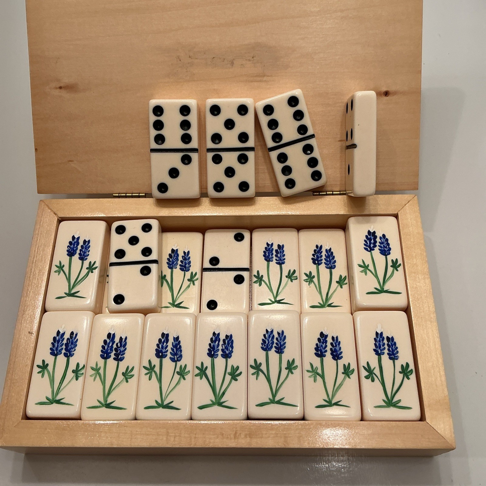 HANDPAINTED TEXAS BLUEBONNETS Extra Thick DOMINOES Texas Imagineering