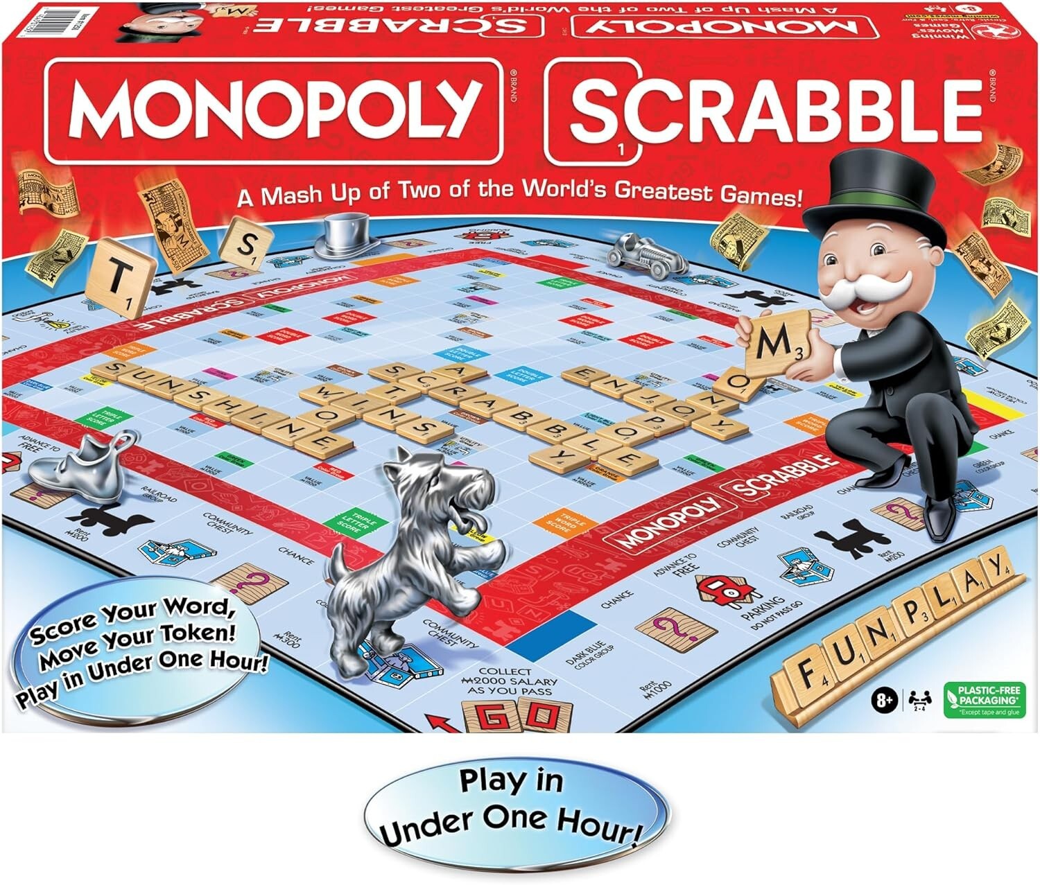 Monopoly Scrabble Board Game – Play in UNDER ONE HOUR – Game Night Kids & Adults