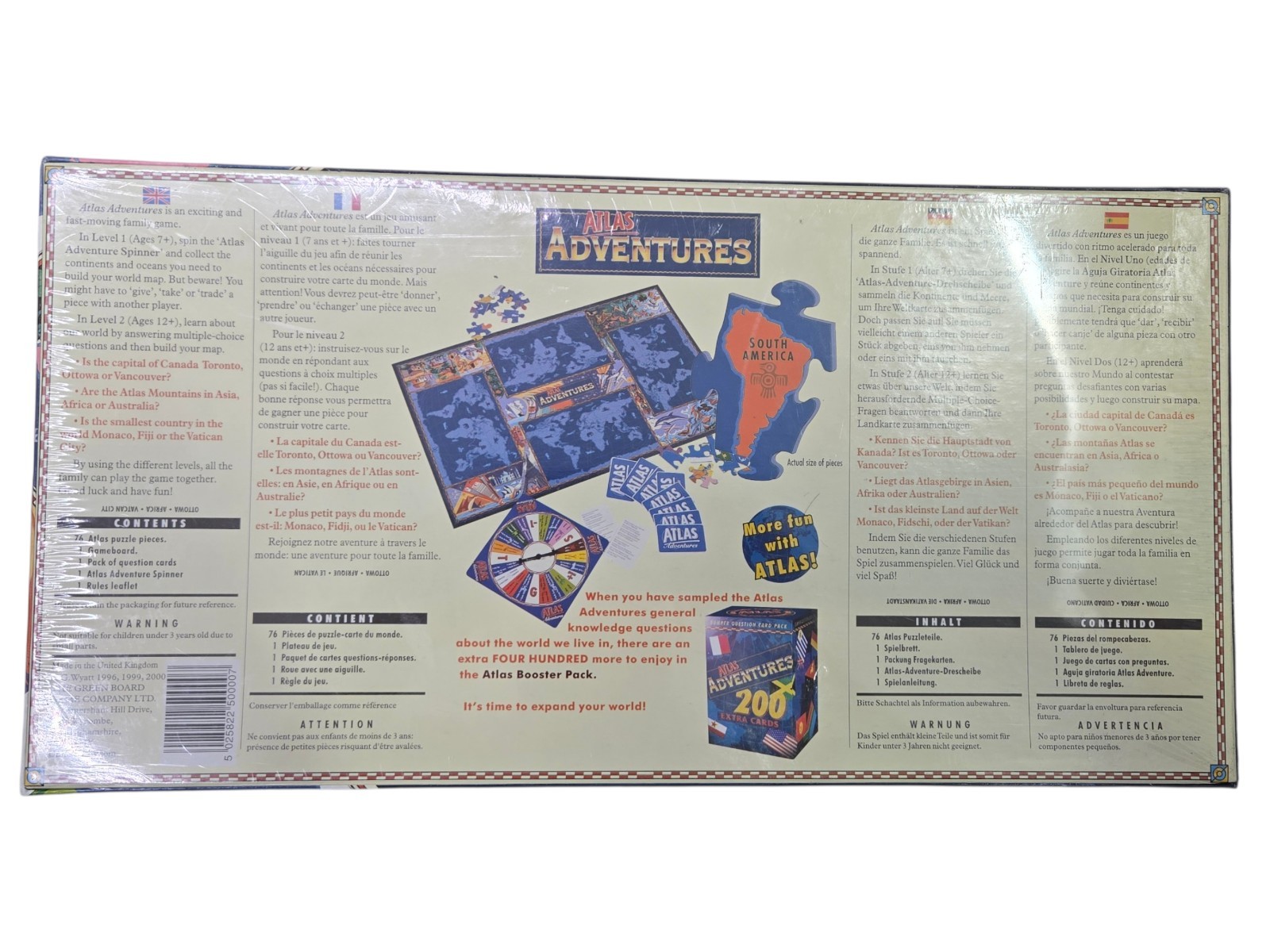 Vintage Atlas Adventures World Discovery The Green Board Game Co Educational NEW