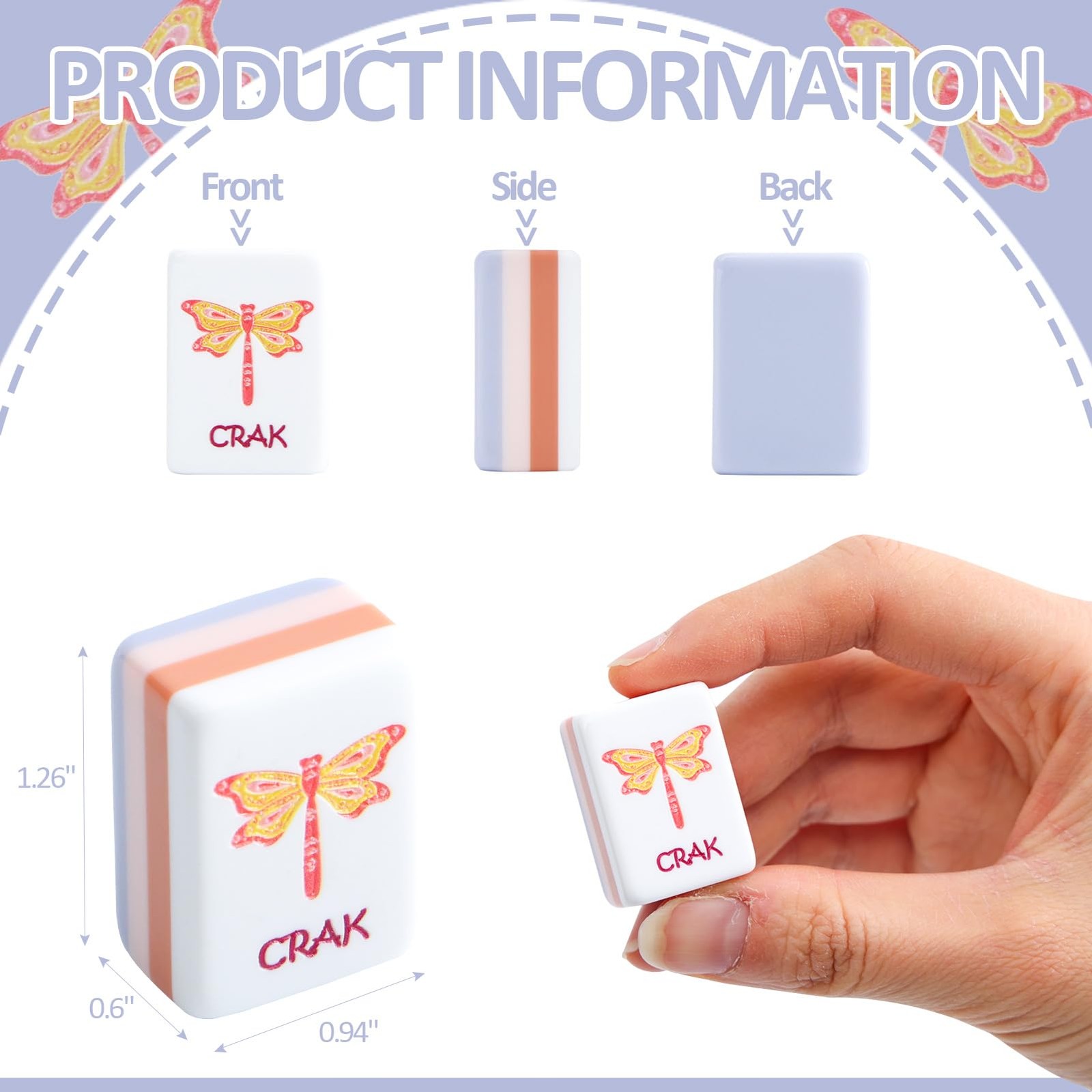 American Mahjong Tile Set,160 Light Purple Acrylic (4-Layer) Engraved Mahjong…
