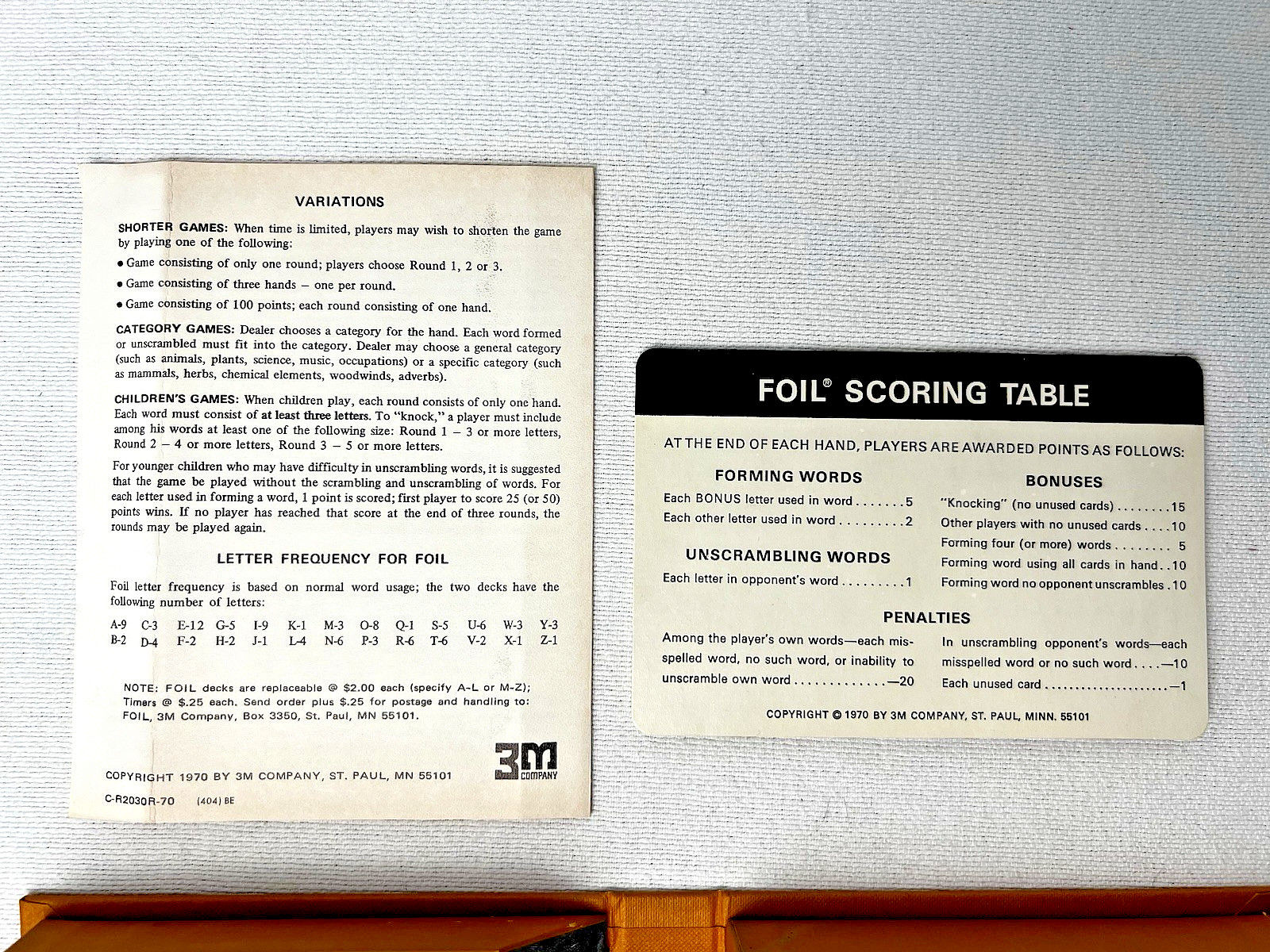 FOIL – 3M Gamette: GAME OF WORDS ‘N WITS, 1970 Game, COMPLETE – Cards in Shrink