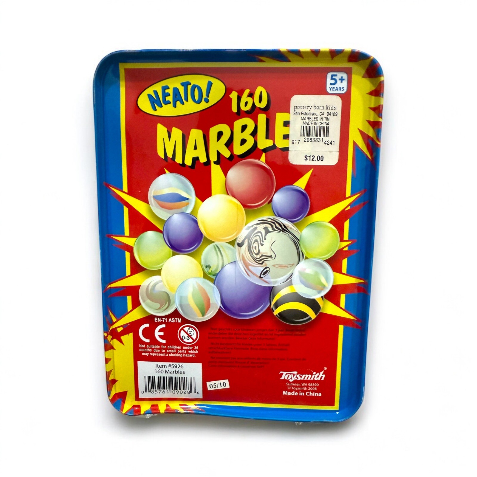 2008 Neato! 160 Marbles In A Tin Box by Toysmith – Retro Nostalgia – Brand New